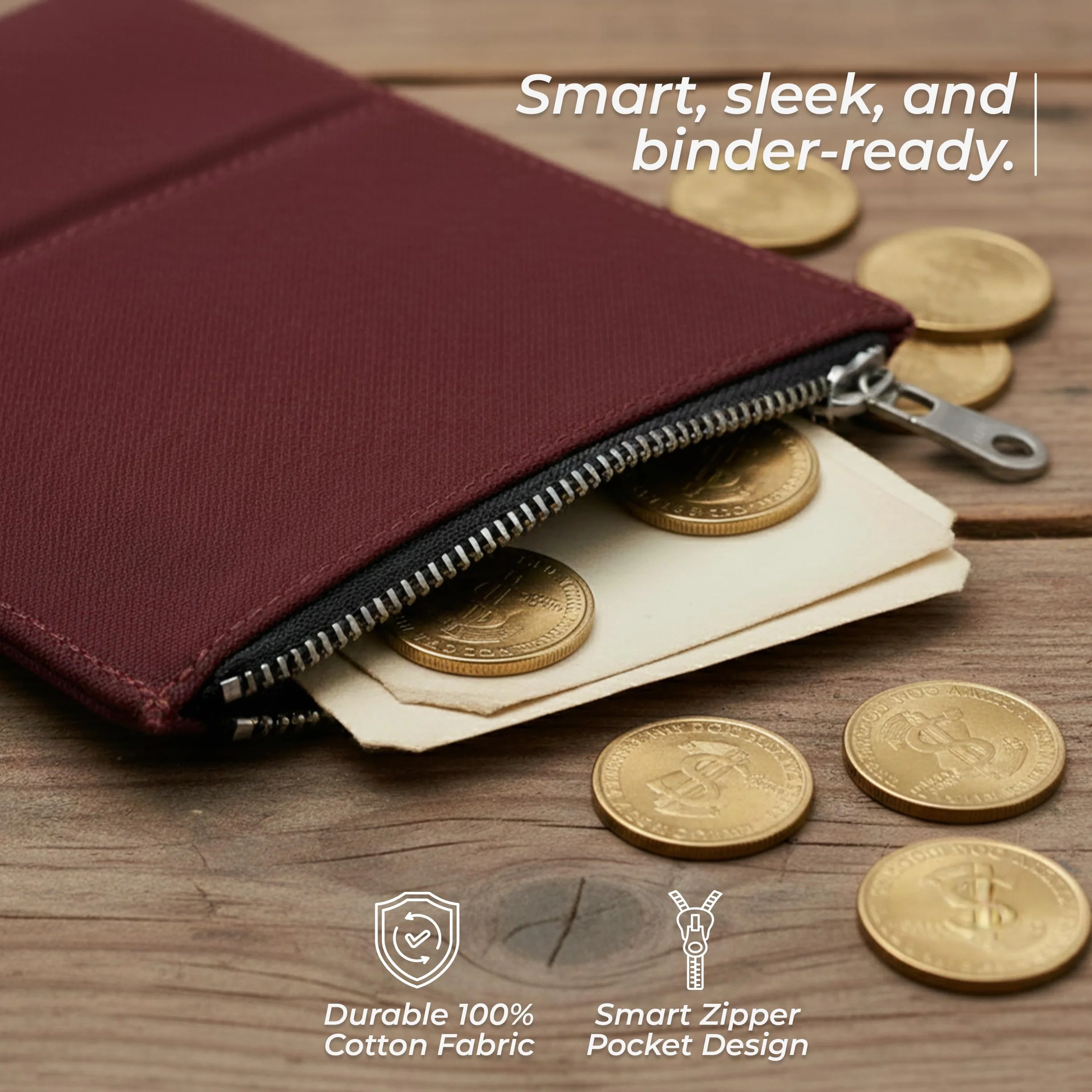 Wanderings Etui z Zamkiem Błyskawicznym i Uchwytem na Karty, Akcesorium do Dziennika Podróżnego Pocket/Passport, 9 x 12,5 cm (3,5" x 5"), z Trwałej Tkaniny 100% Bawełnianej, do Planera i Notatnika