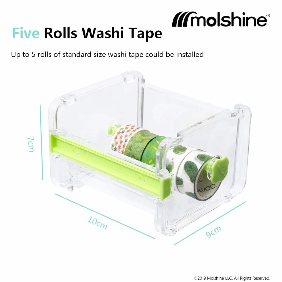 Molshine Zestaw 4 przezroczystych dozowników taśmy maskującej Visible Desktop Multi Washi (beżowa)