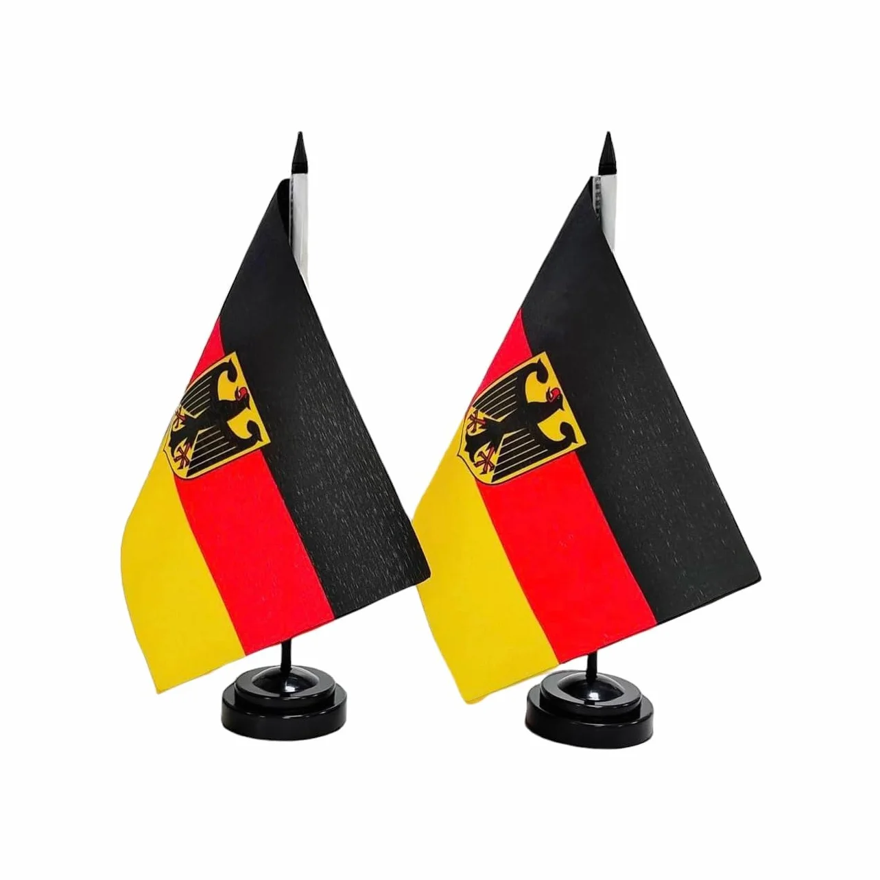 2 sztuki flag stołowych Niemcy, flaga biurkowa Niemcy 21 x 14 cm, maszt i podstawa, flagi biurkowe Niemcy do sal konferencyjnych (Niemcy)