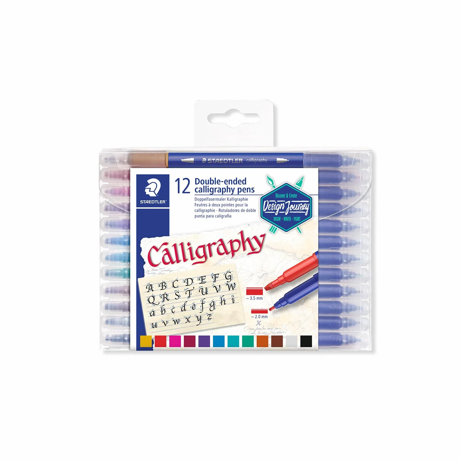 STAEDTLER 3005 TB12 pisak do kaligrafii z podwójnym zakończeniem, różne kolory, 12 szt., wielokolorowy