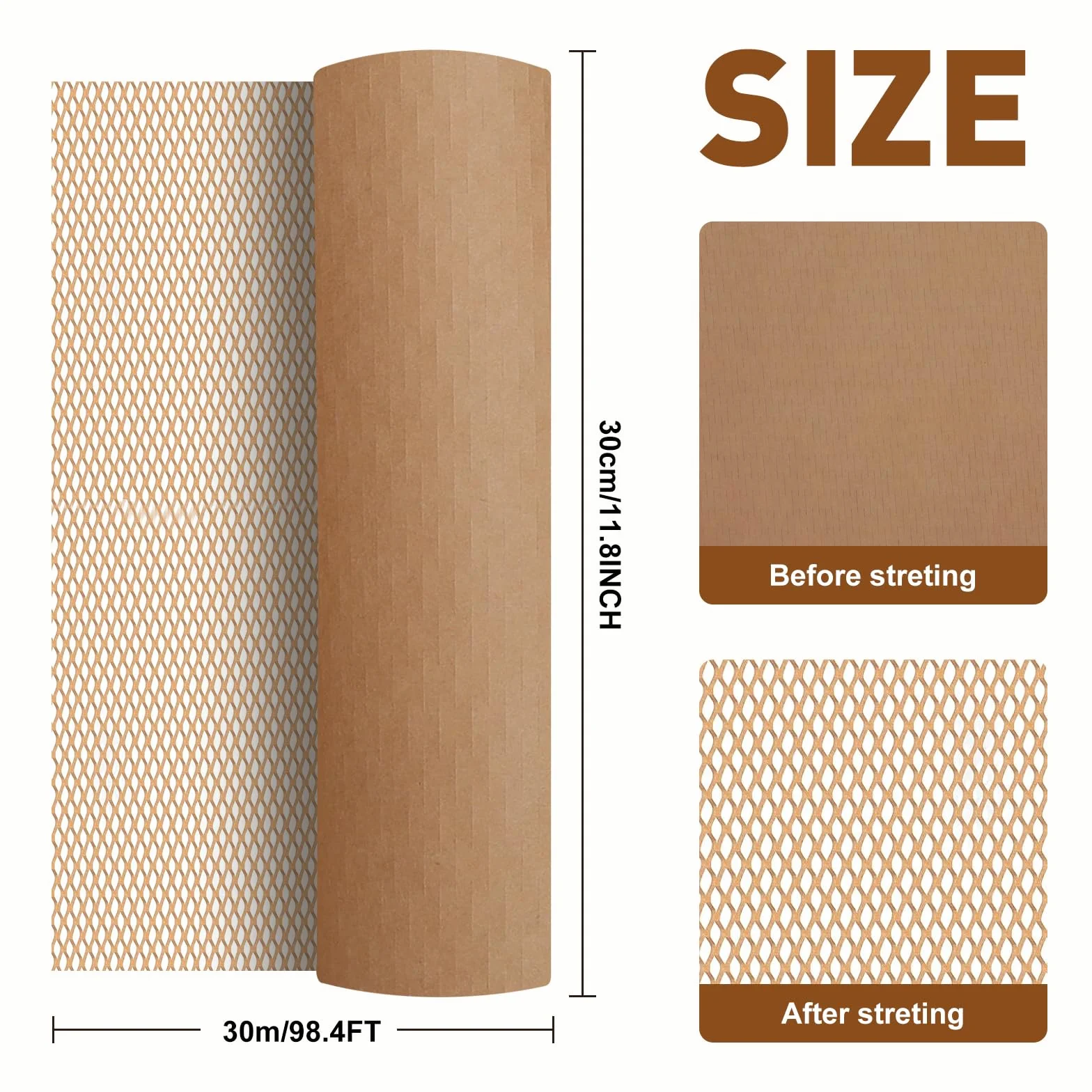 Papier o strukturze plastra miodu w rolce 30 cm x 30 m 80 g/m² materiał opakowaniowy ochronny