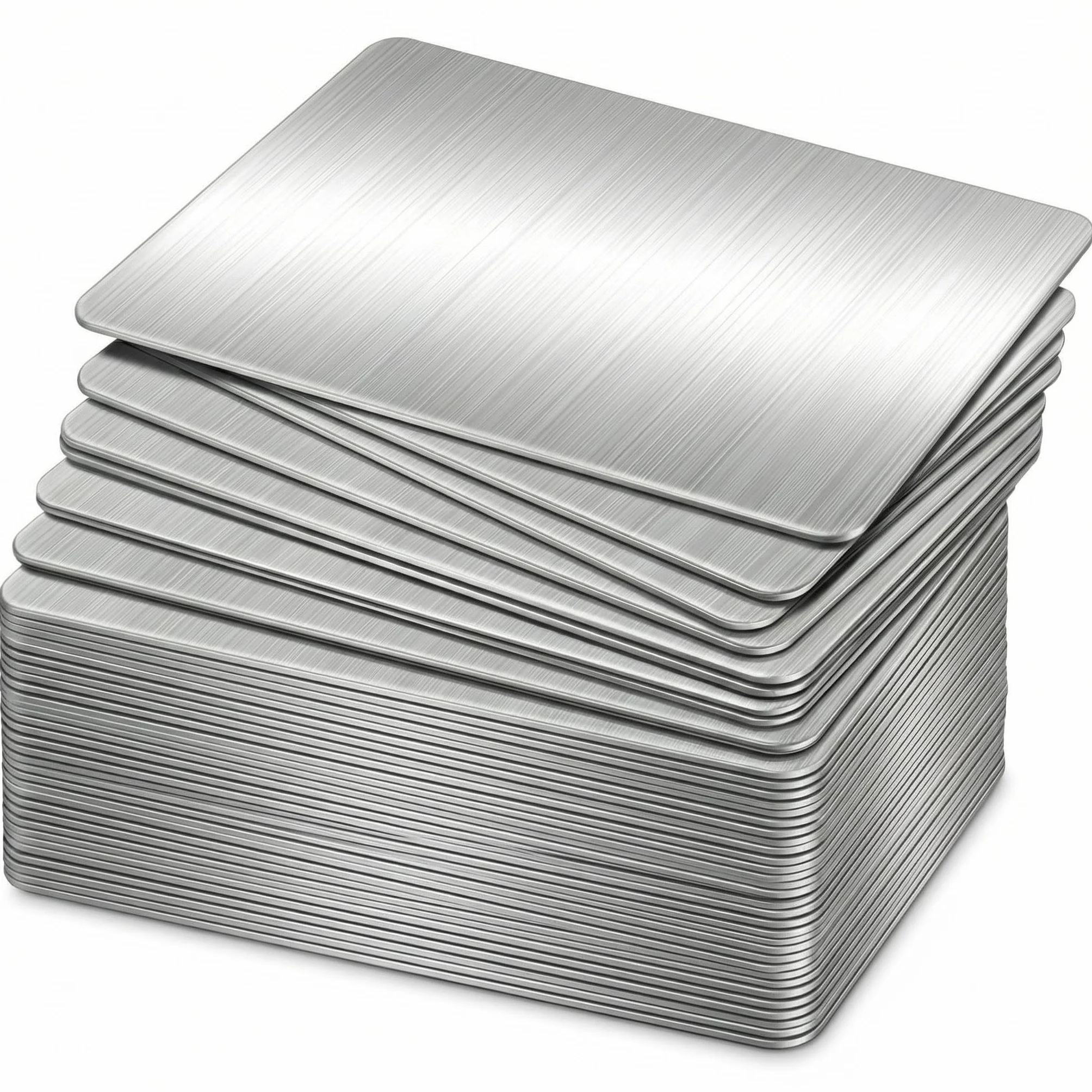QWORK puste metalowe karty do grawerowania laserowego ze stali nierdzewnej 10 szt. 8x5x0,1 cm