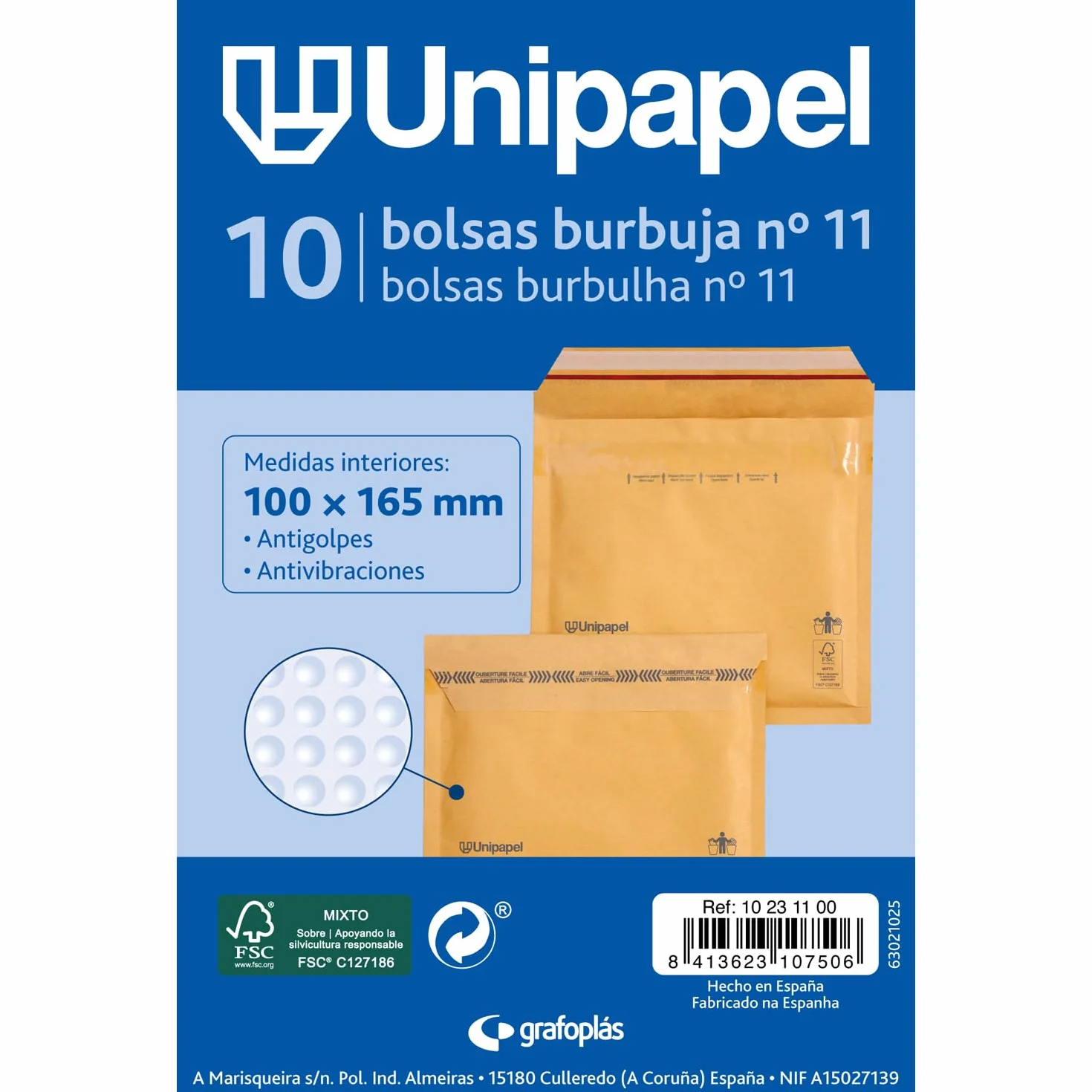 Koperty pikowane Kraft z papierem bąbelkowym Nr 11 100 x 165 mm samoprzylepne 10 sztuk
