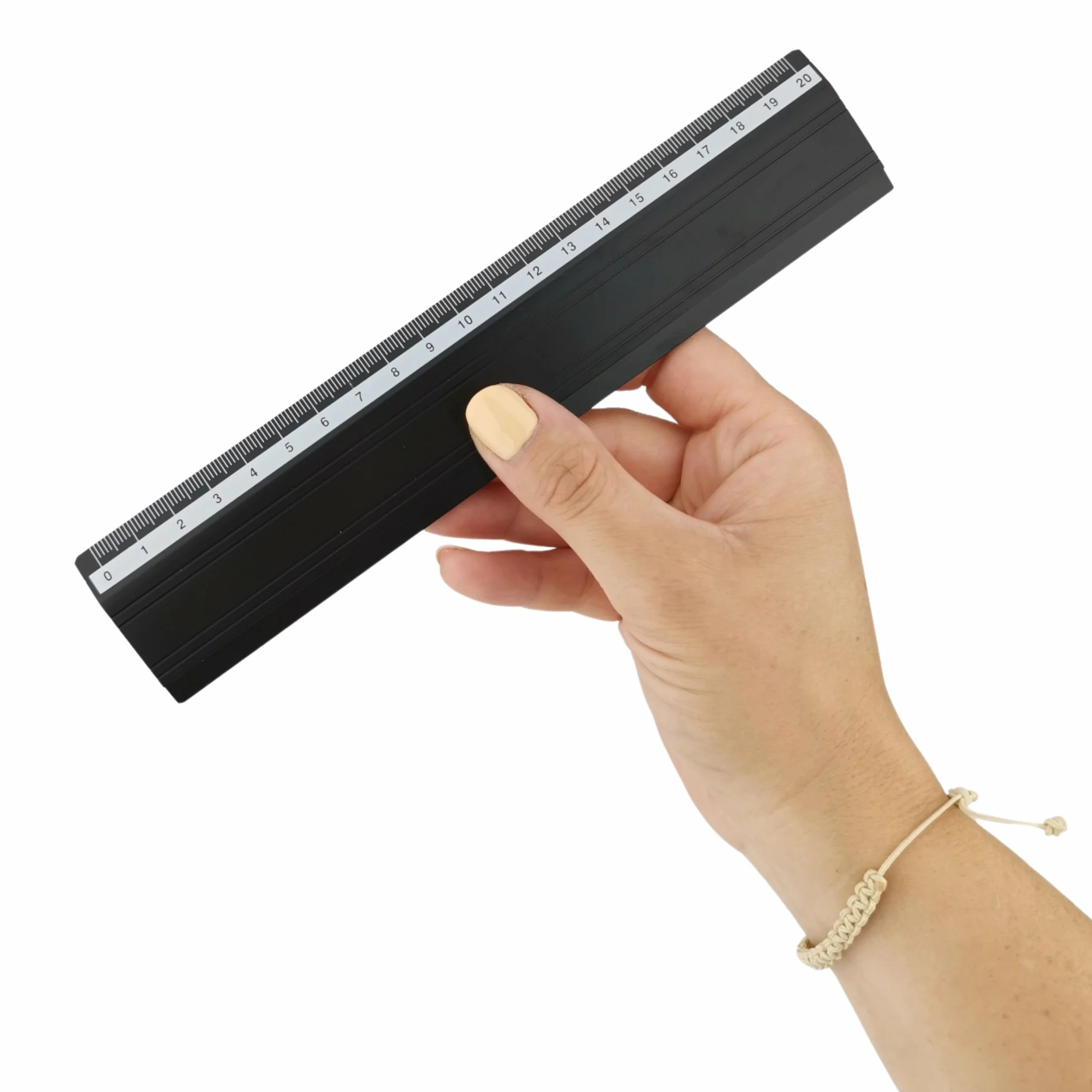 D.RECT 20 cm linijka z aluminium | do szkoły, biura, domu | czarna