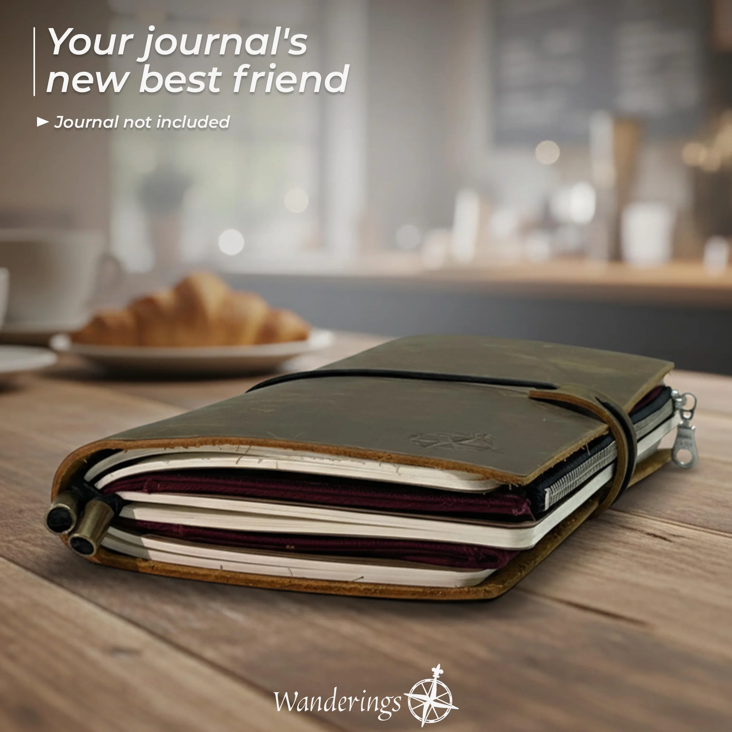 Wanderings Etui Na Zamek Z Kieszonkami Na Karty – Akcesorium Do Notatników Podróżnych W Formacie Regularnym – 21 x 11 cm – Trwałe Akcesorium Z Bawełny 100% Dla Standardowych Notesów I Planerów
