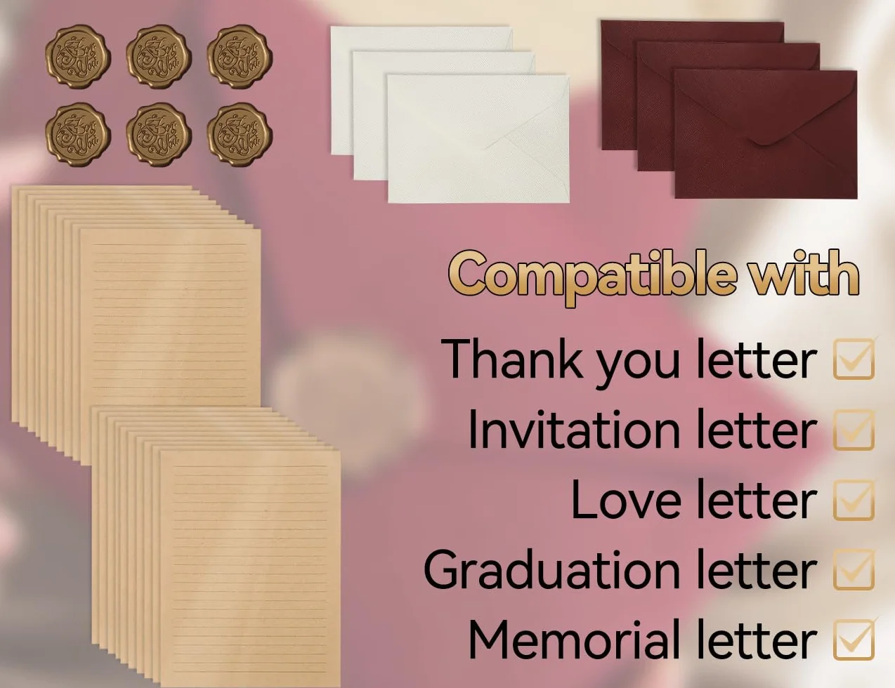 Zestaw papeterii vintage papier listowy lniana koperta pieczęć uszczelniająca