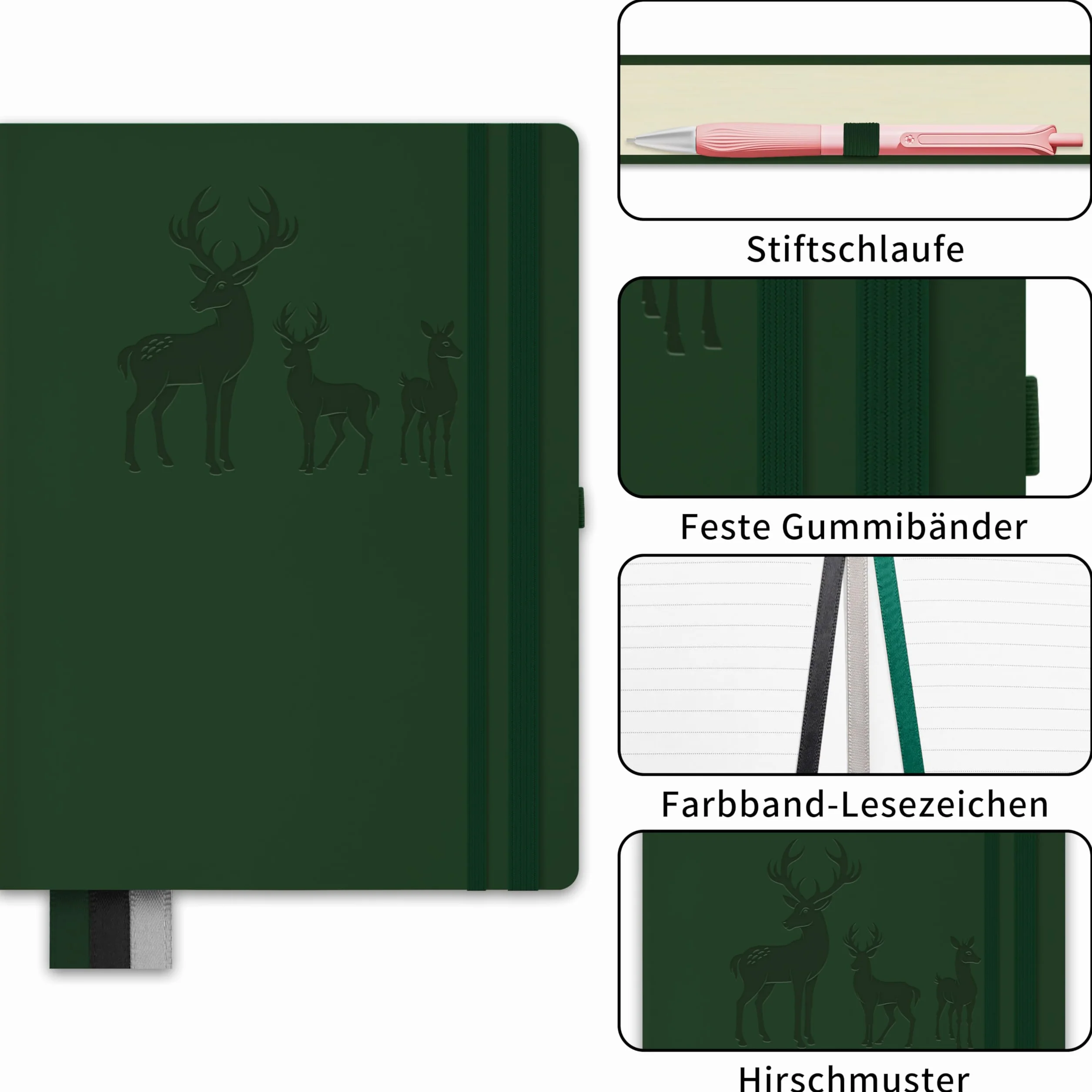 Notatnik A5 w Linie Bullet Journal 360 stron 100 g/m² 14,5 x 21 cm Zielony