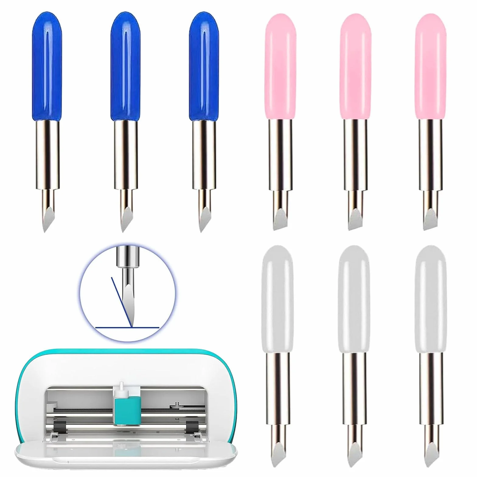 LightBeacon 9 sztuk ostrza do Cricut Joy, ploter tnący 30/45/60 stopni, winylowy, napisy, zapasowe ostrza