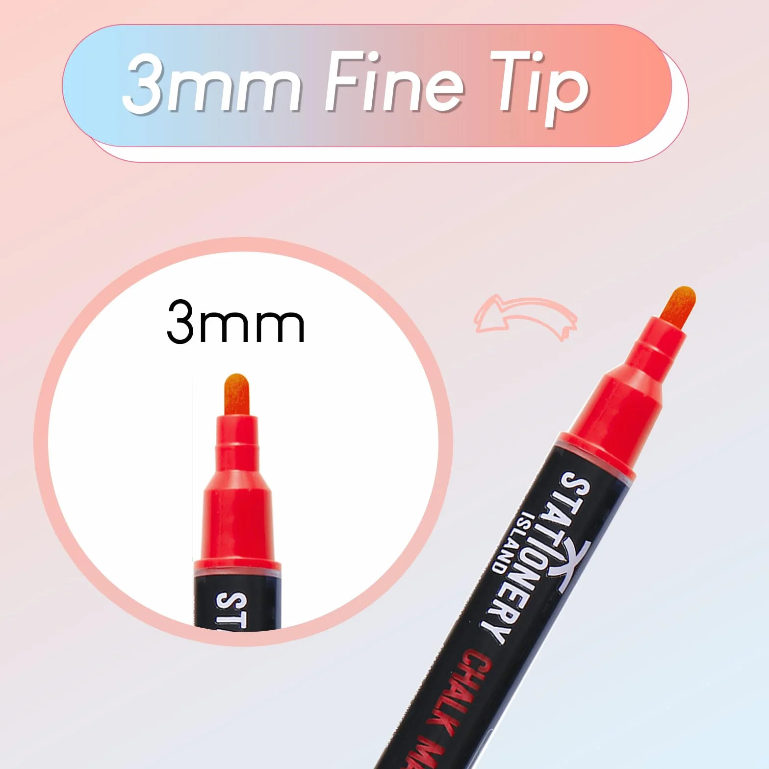 Stationery Island Długopis kredowy neonowe kolory 3 mm opakowanie 4 sztuk markery sucho wycieranie