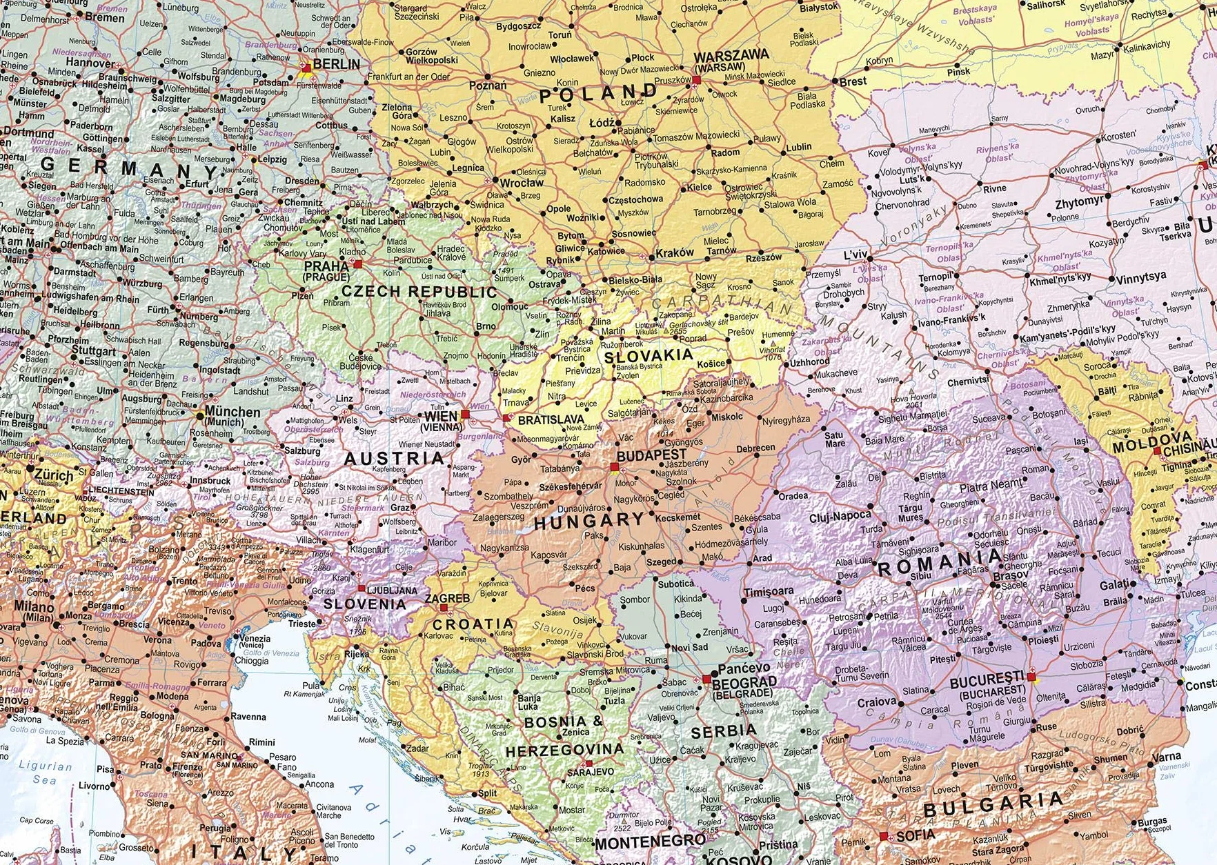Close Up Mapa Europy XXXL, plakat, flagi (135 x 100 cm)