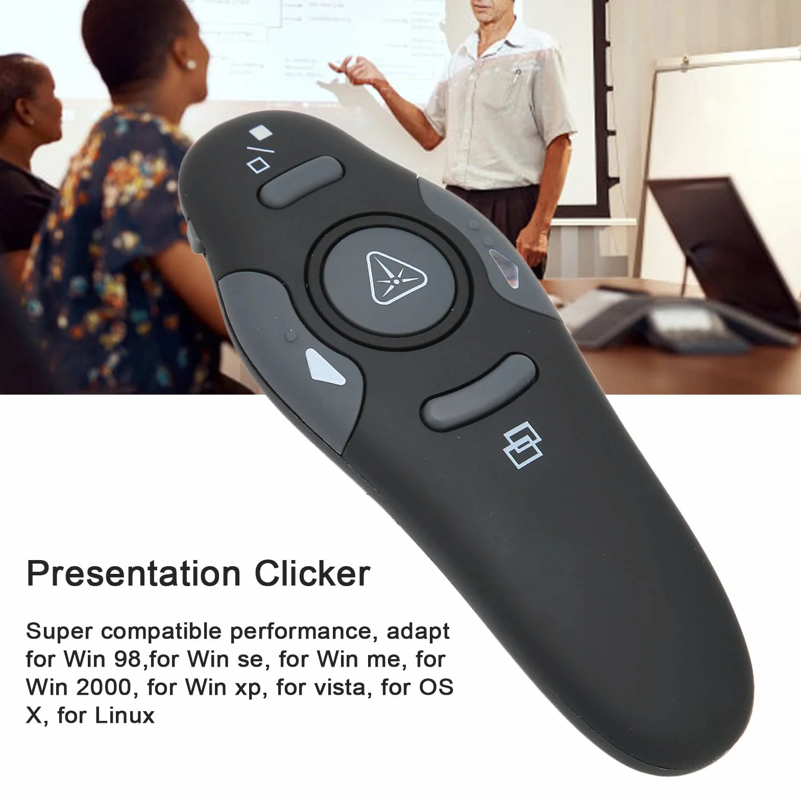 Clicker do Prezentacji, Wskaźnik Laserowy RF 2.4GHz Pilot do Prezentacji, Bezprzewodowy Clicker do Prezentacji z ergonomiczną konstrukcją do Prezentacji PowerPoint