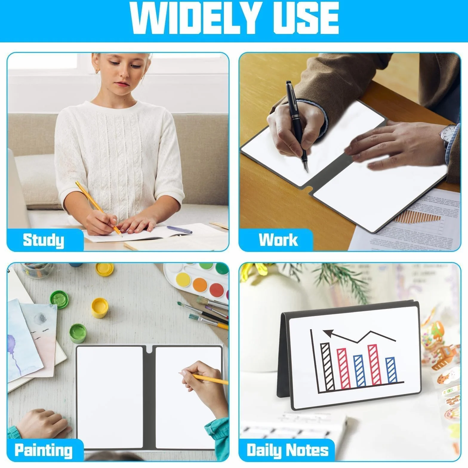 Mini Whiteboard A5, A5 Whiteboard Notatnik Notatnik, Małe Przenośne Zmywalne Tablica Biała dla Biura Szkoły Domu Biurko Listy, z Piskami i Gumką do Lamania