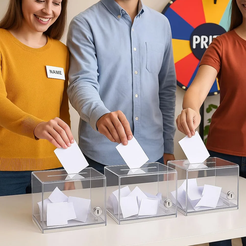Wszechstronne pudełko na wizytówki do anonimowych głosów, loterii i wielu innych, wytrzymałe, łatwe i bezpieczne w użyciu