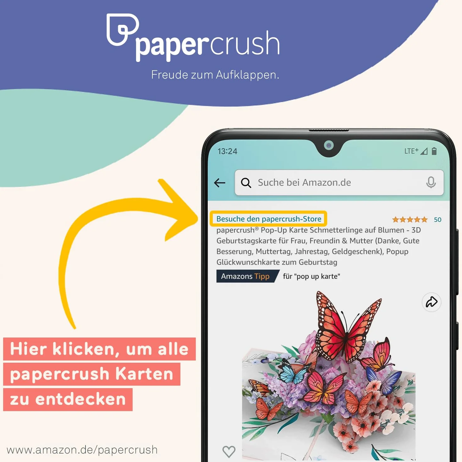 Papercrush® Złota kartka na rocznicę ślubu pop up 3D - karta podarunkowa na 50 lat ślubu z kopertą
