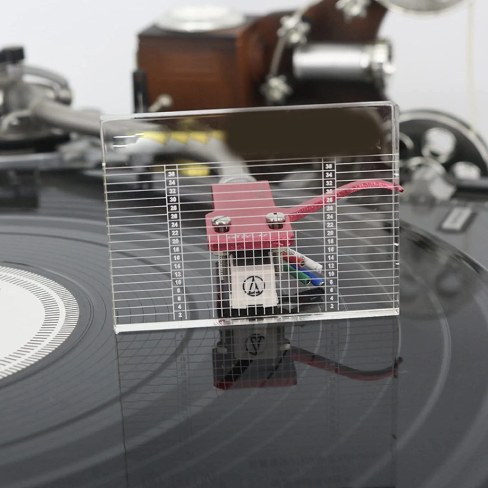 VTA Azymut Linijka LP Gramofon VTA Regulacja Balansu Linijka Tone Ramię Wkładka Skala Wyrównania do Pomiaru Wyważania Gramofon Winylowy, Wysoka Rozdzielczość, Przezroczysty Akryl