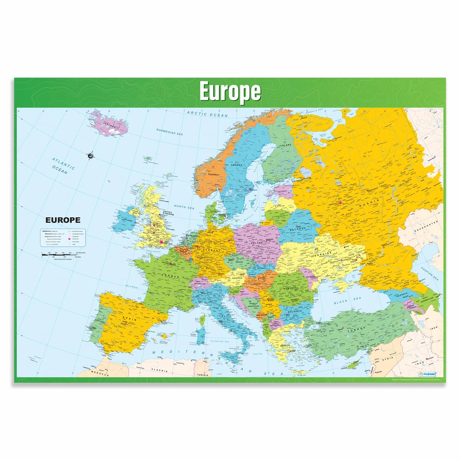 Daydream Education Plakat geograficzny Mapa Europy A1 850x594 mm Papier błyszczący