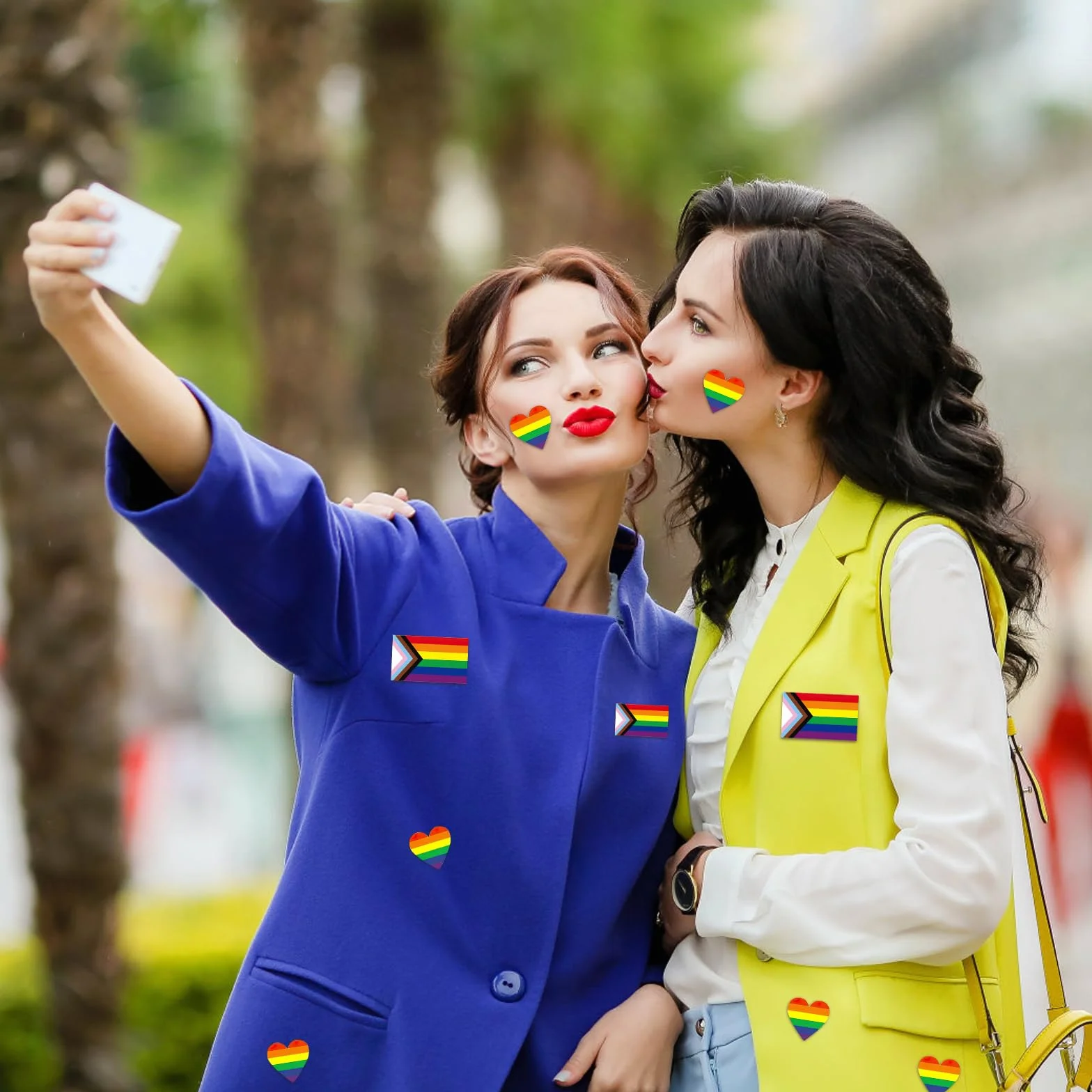 VOSSOT 1000 sztuk naklejek tęczy LGBTQ, 4 tęczowe bransoletki, naklejki w kolorze tęczy, naklejki Pride, naklejki LGBTQ, naklejki Gay Pride, samoprzylepne naklejki tęczowe, akcesoria Pride