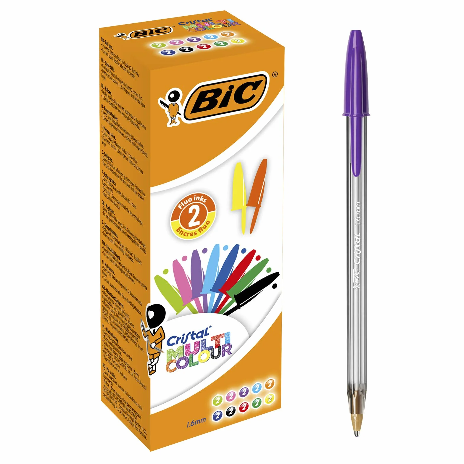 BIC Cristal Multi Colour Mix Długopisy, Pudełko, 20 Sztuk