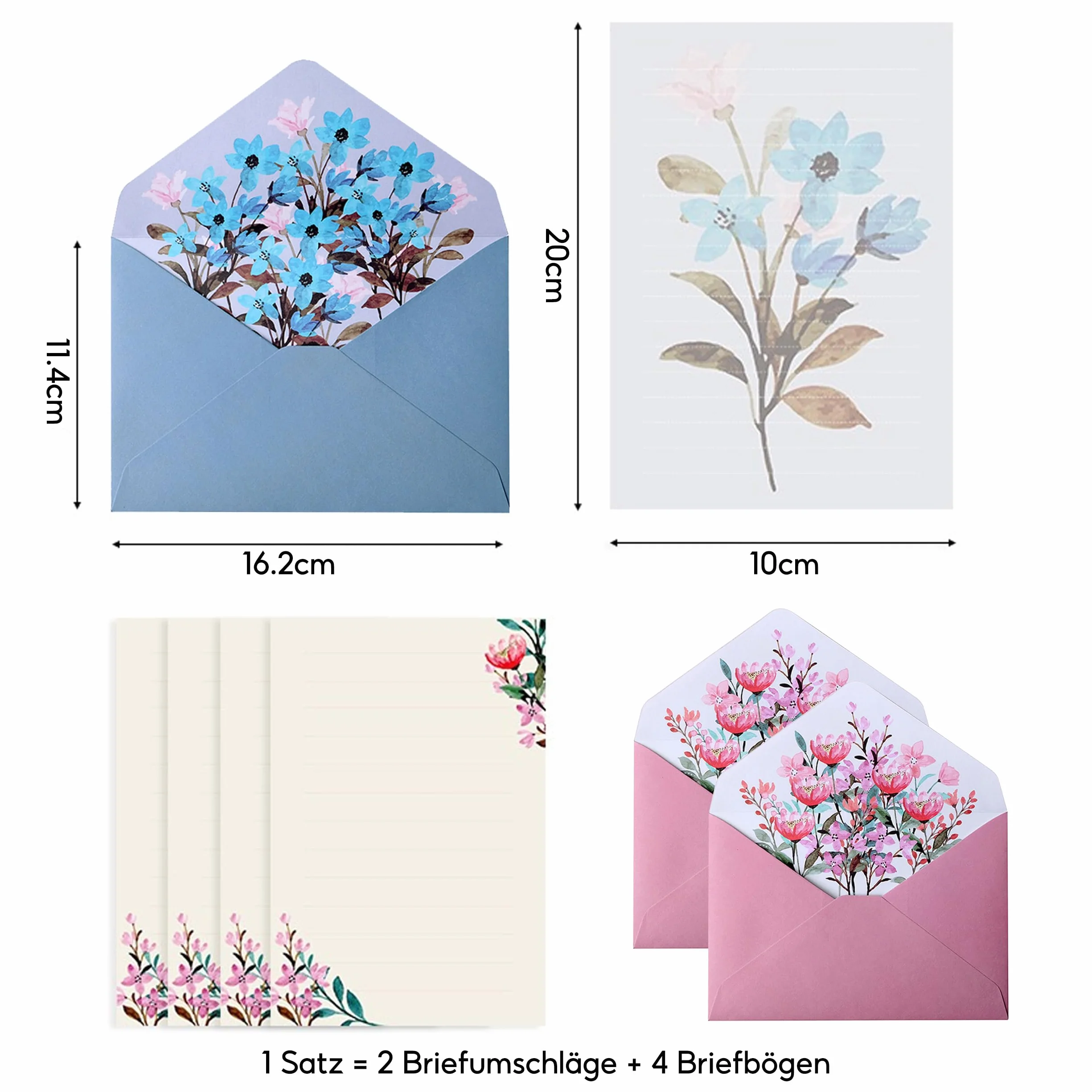 Zestaw papeterii listowej z kopertą, 36 sztuk, koperty, 24 papier do pisania z 12 kopertami, zestaw papeterii do biura, domu, szkoły, na urodziny (6 stylów)