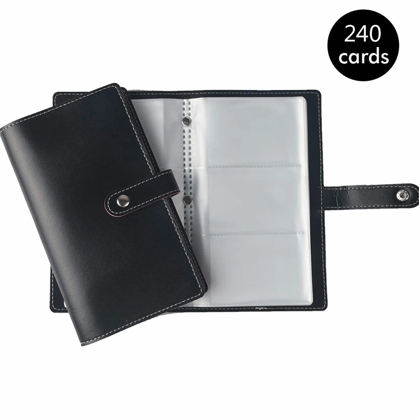 Etui na Wizytówki i Karty Kredytowe - Organizer na 240 Kart, Czarny, 4.3 x 7.5 cali