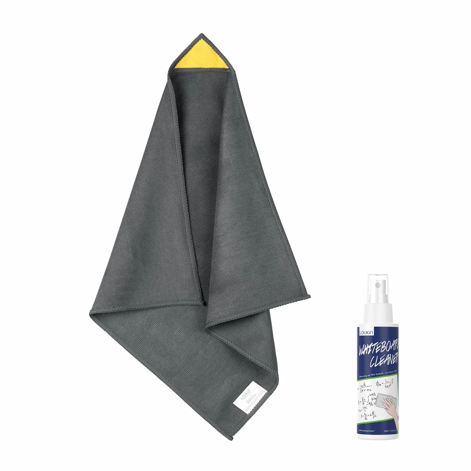 LOUKIN Magnetyczna ściereczka do czyszczenia tablicy, ściereczka do czyszczenia suchościeralnego do klasy, użytku domowego i biurowego, wielokrotnego użytku i zmywalna, szara, 30 x 30 cm – w zestawie