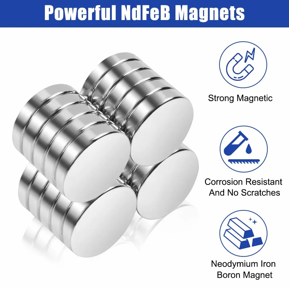 Magnesy neodymowe, bardzo mocne, 20 x 3 mm, okrągłe, silne magnesy na lodówkę, tablicę magnetyczną, tablicę suchościeralną, do majsterkowania