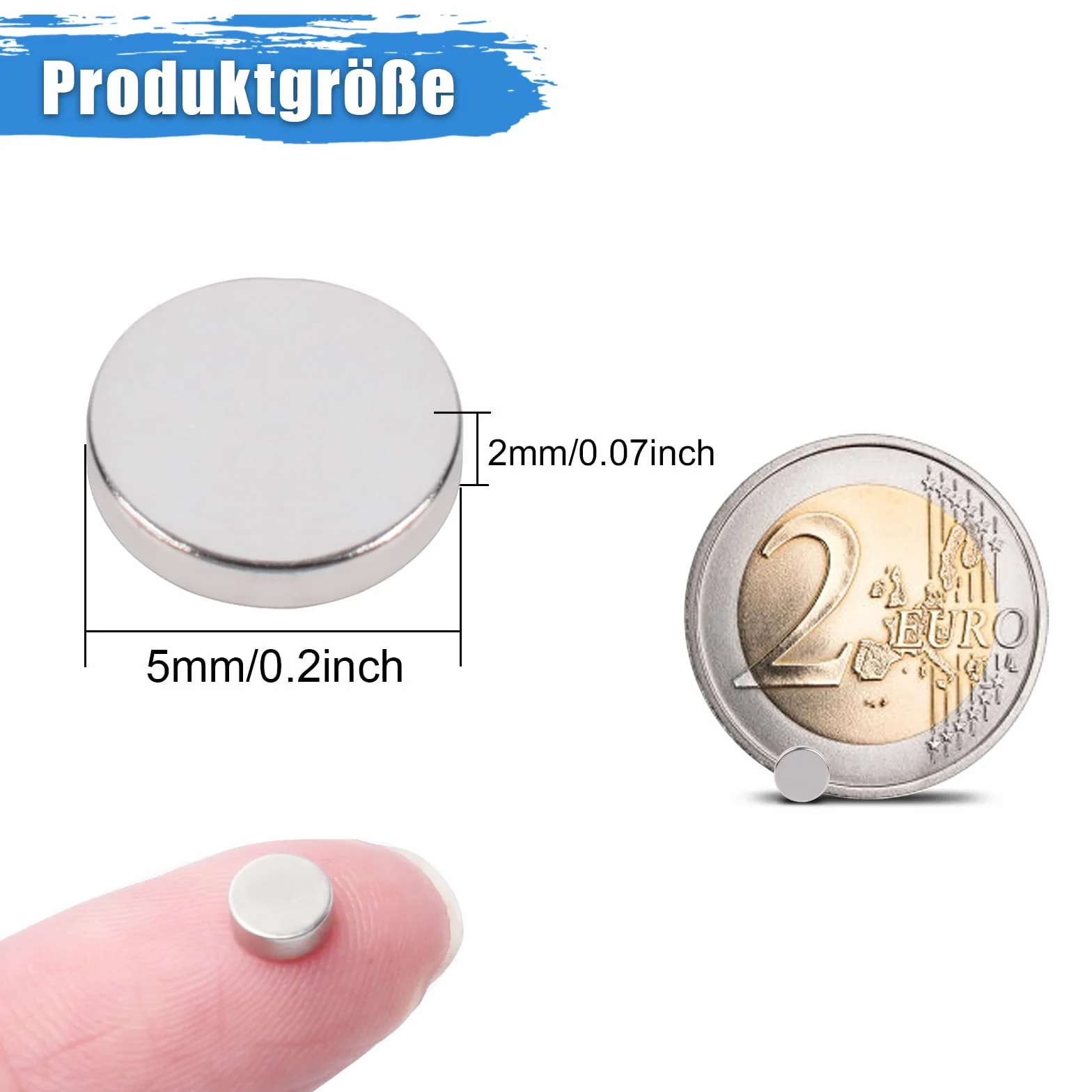 MIN CI 200 magnesów na lodówkę, 5 x 2 mm, mocne magnesy na lodówkę, małe magnesy neodymowe, małe magnesy do robótek ręcznych, mini okrągłe magnesy do zdjęć, tablic informacyjnych