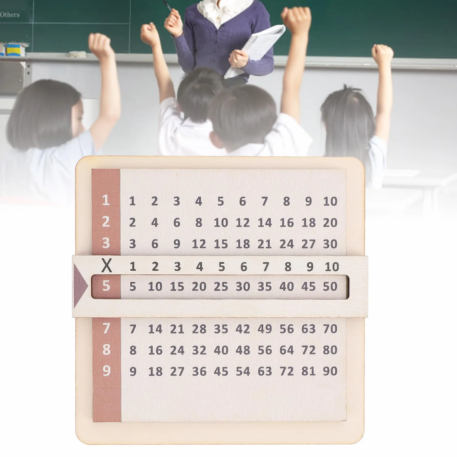 Drewniana Tablica Mnożenia z Oknem Widza, Edukacyjna Siatka Mnożenia dla Uczniów