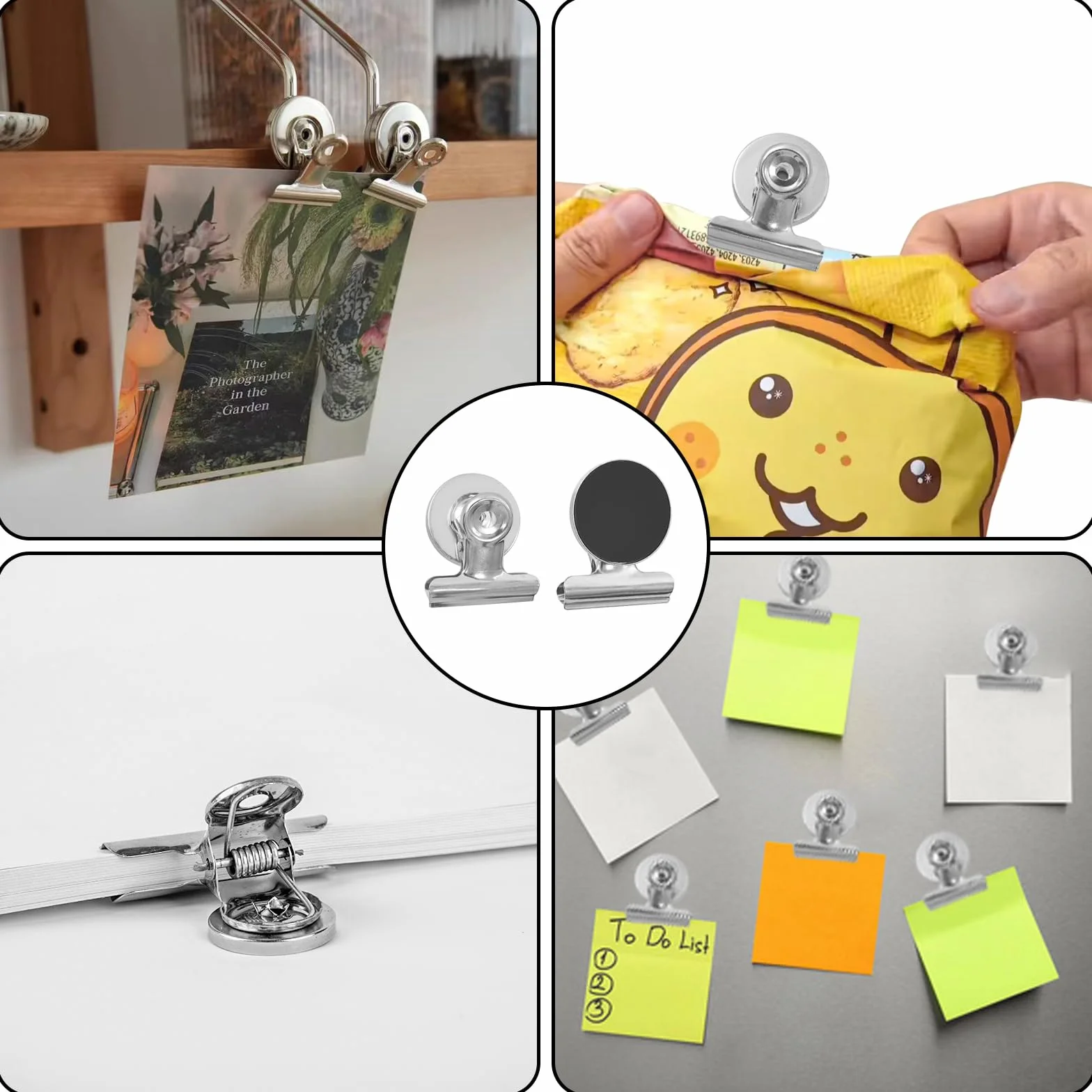 20 sztuk zacisków magnetycznych do lodówki, klips magnetyczny do lodówki, wytrzymały metalowy klips magnetyczny do domu, biura, szkoły, srebrny, 30 mm