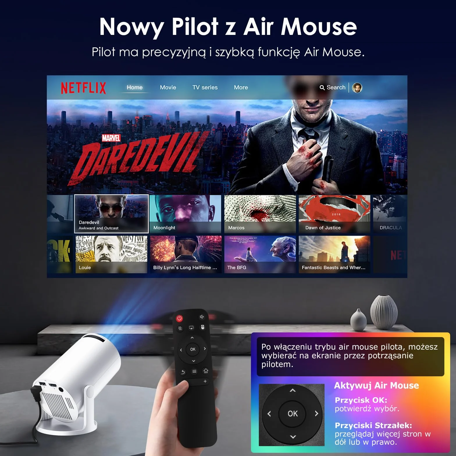 Projektor WOLFANG 4K 20000 luksów Android 11.0 1080P