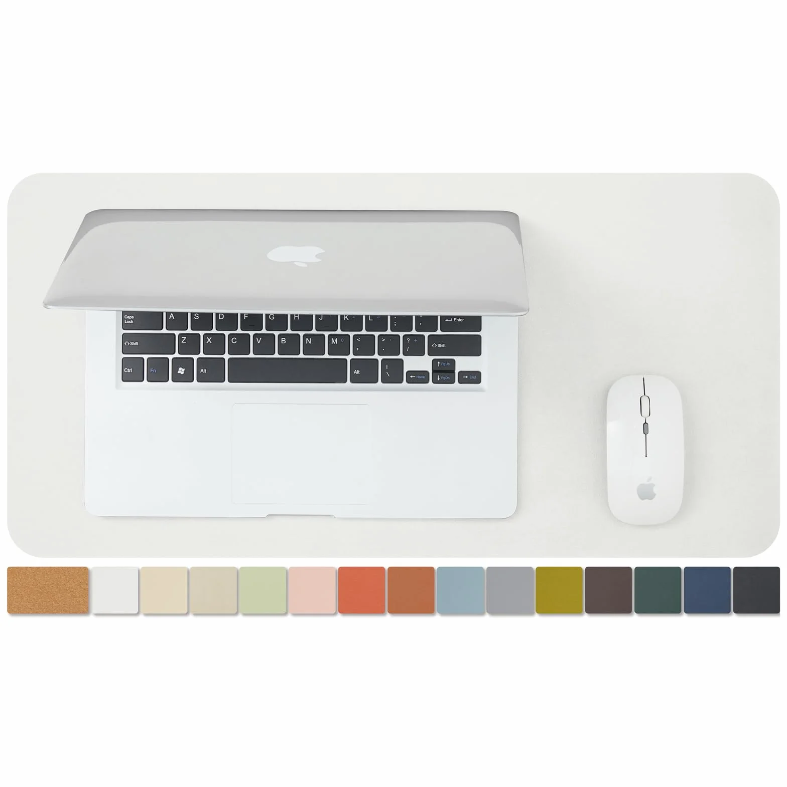Duża podkładka na biurko z naturalnego korka i skóry, przyjazna dla środowiska podkładka na biurko, wodoodporna podkładka pod klawiaturę, do biura/domu (biała, 60 x 30 cm)