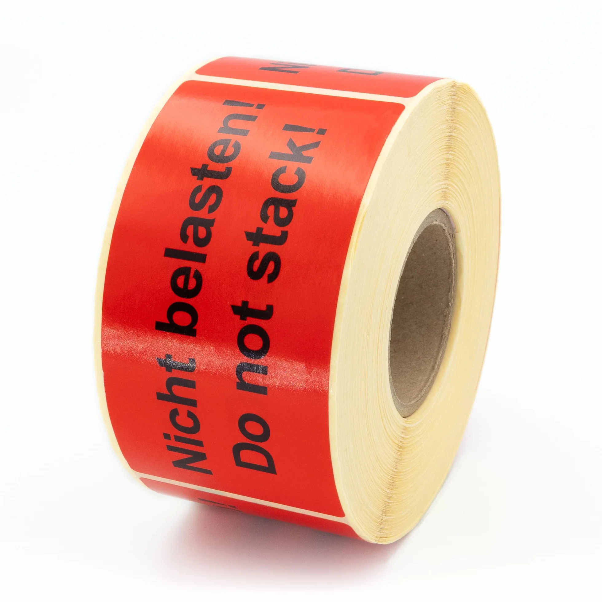 Etykiety ostrzegawcze na rolce 100 x 50 mm 500 sztuk papier samoprzylepny jaskrawoczerwony