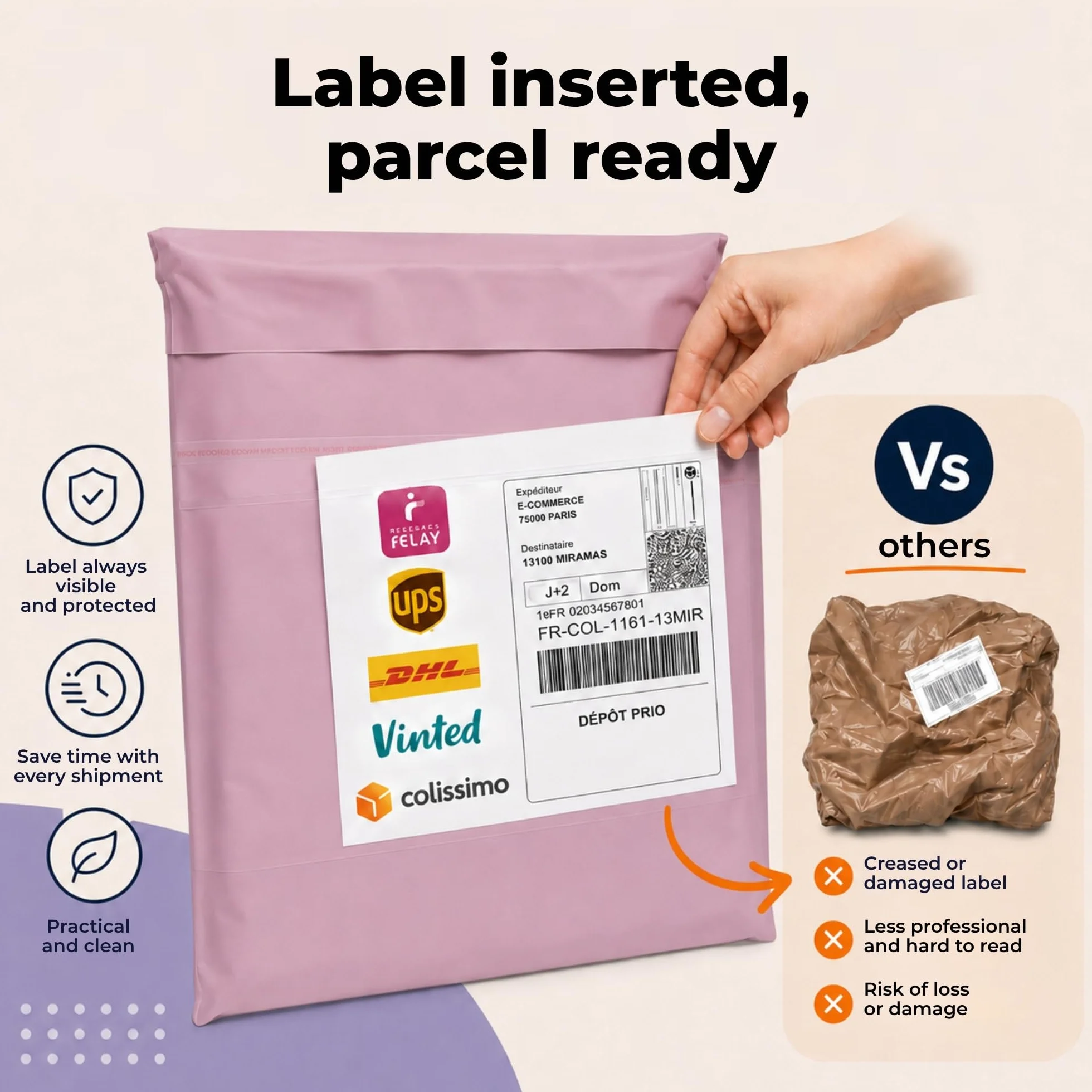 Koperty wysyłkowe Vinted Parcel wodoodporne plastikowe