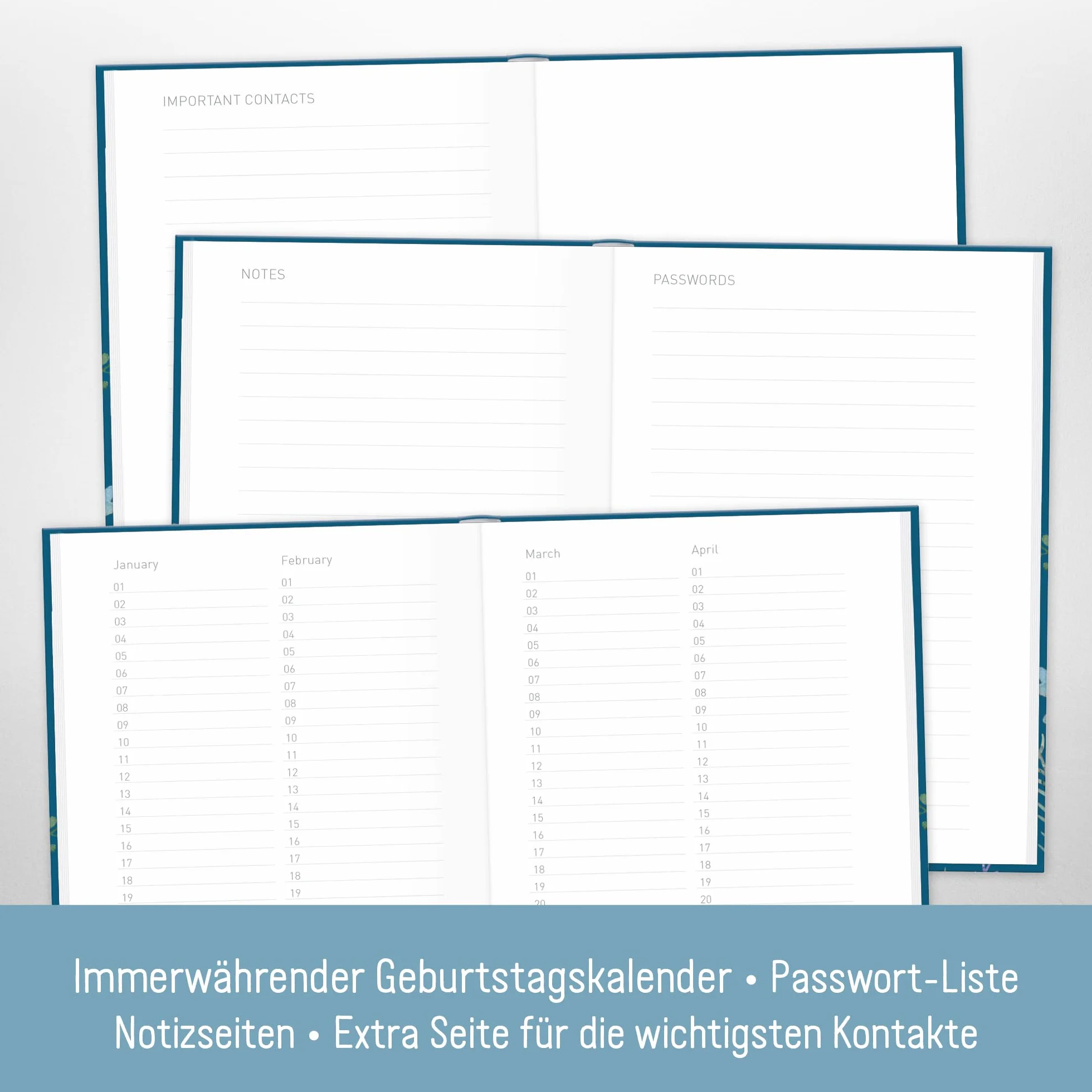 Książka adresowa paper&you® A6+ z indeksem A-Z, papier premium 120 g/m² Happy Flower