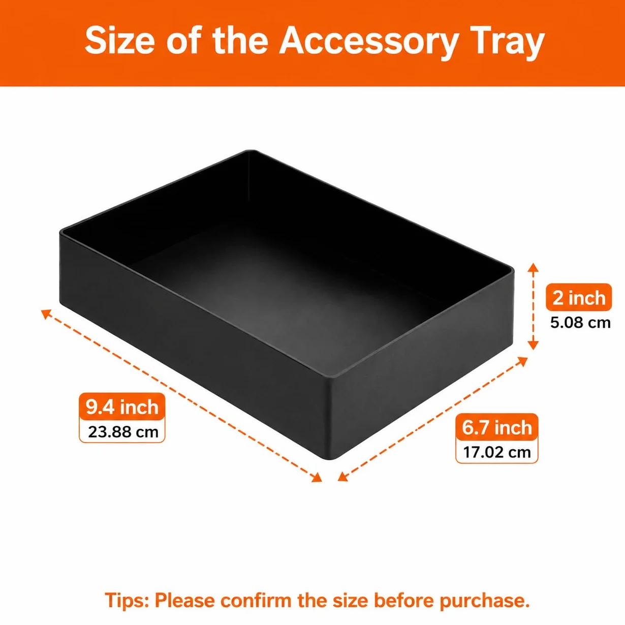 Amazon Basics – prostokątny plastikowy organizer, tacka na akcesoria, czarny.