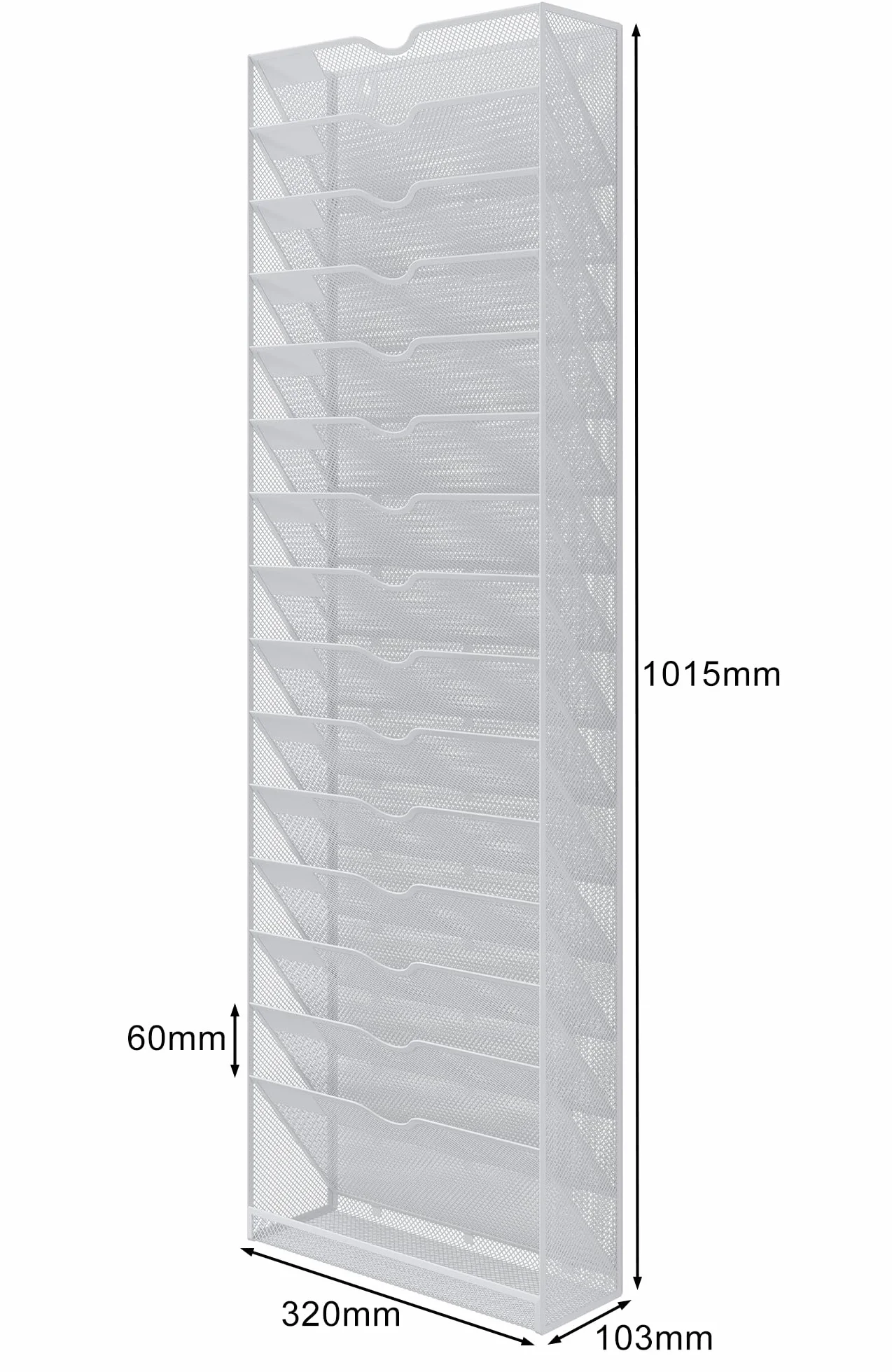 EasyPAG Uchwyt Ścienny na Dokumenty A4 16 Przedziały Metal Siatka,Wiszący Organizer na Dokumenty,Ścienny Stojak na Pocztę,Przechowywanie Czasopism do Biura & Domu,Biały