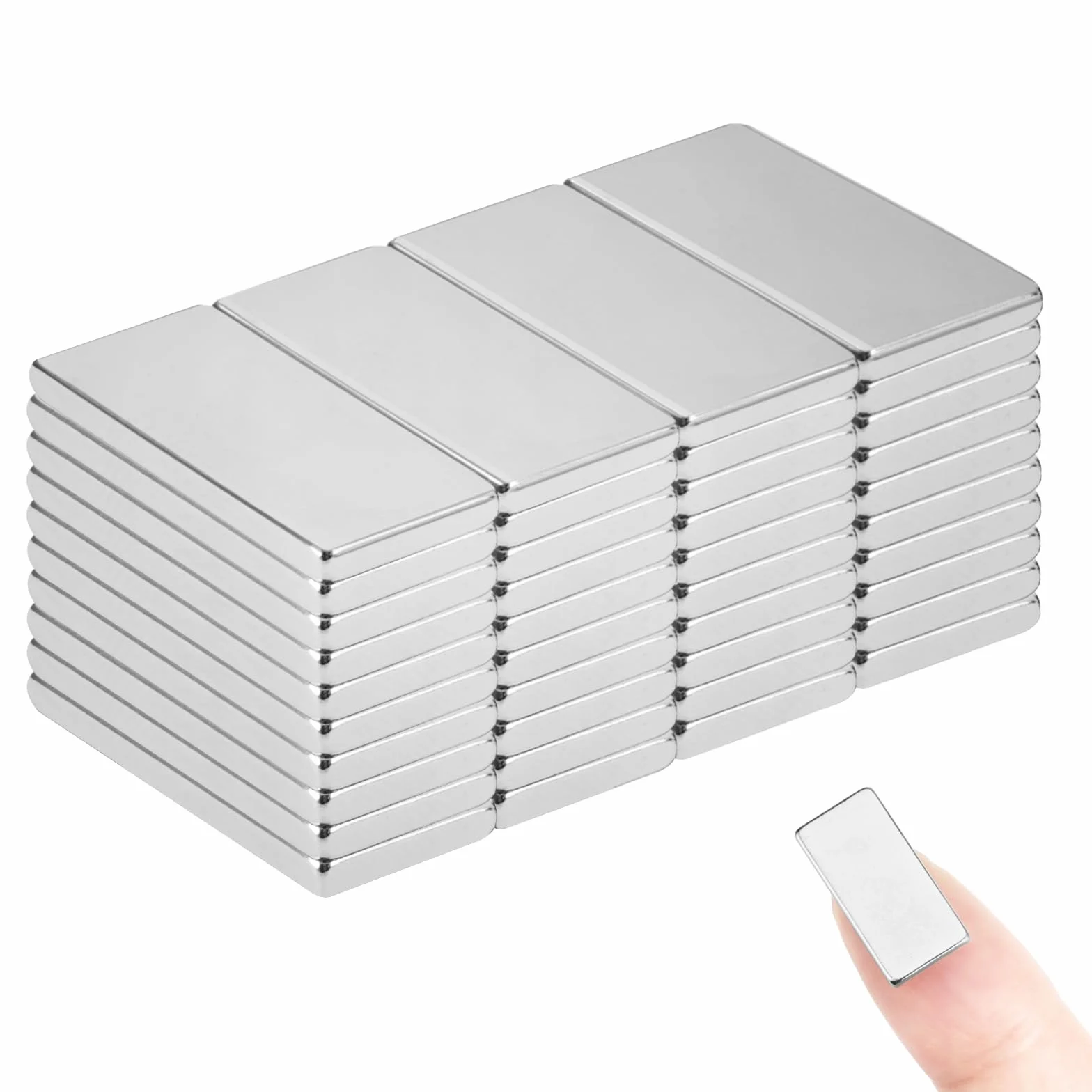 Magnesy neodymowe prostokątne 20 x 10 x 2 mm, mocne płaskie, 40 sztuk