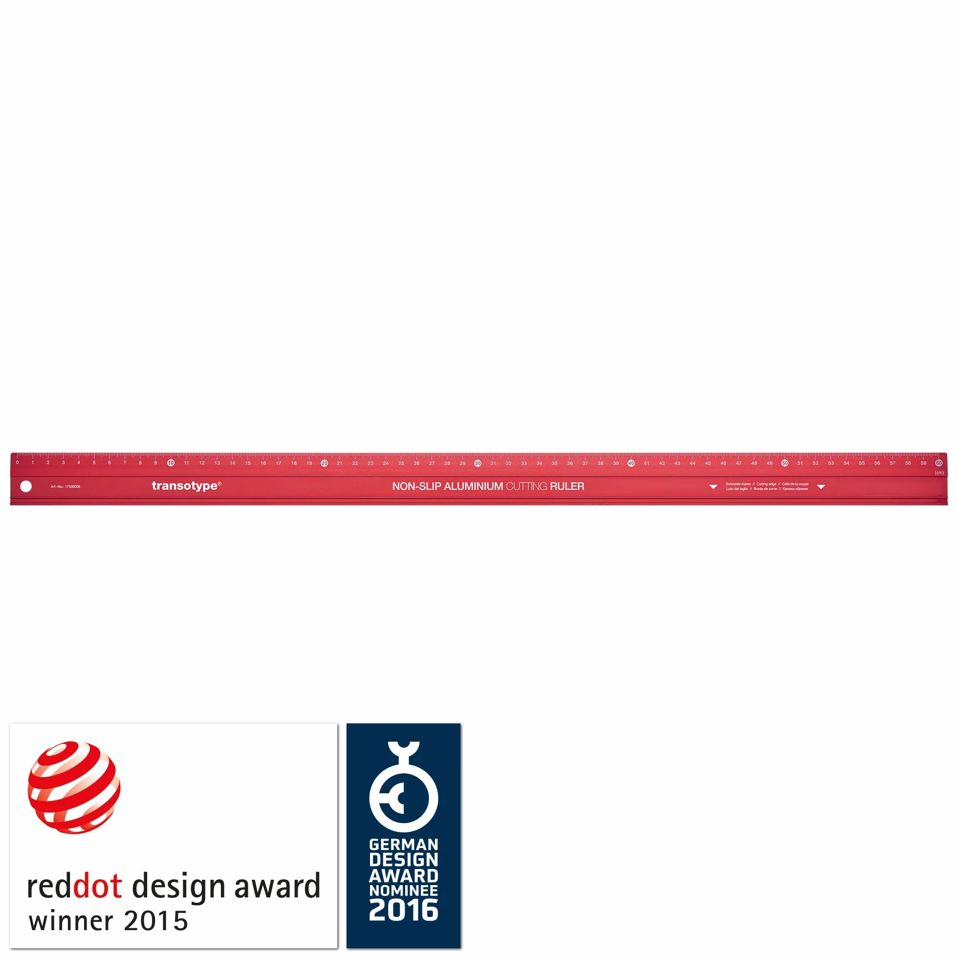 Linijka do cięcia 30 cm aluminiowa czerwona antypoślizgowa