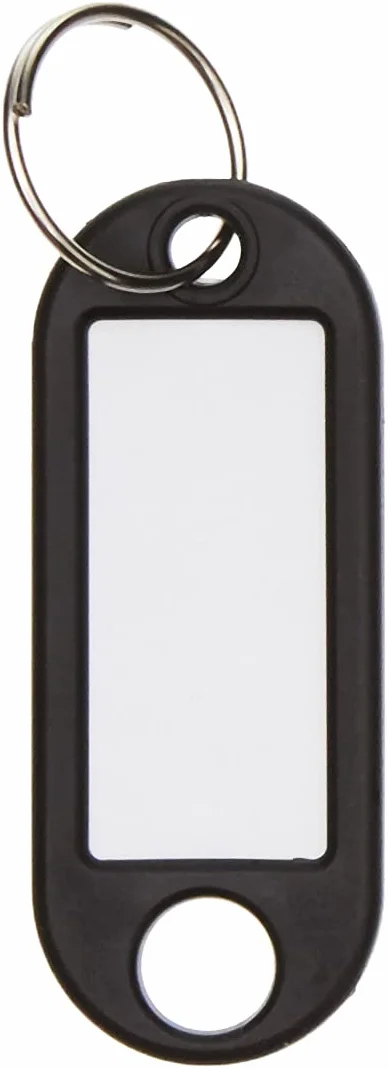 Wedo 262101801 breloczek do kluczy z tworzywa sztucznego (z pierścieniem, wymienne etykiety), 10 sztuk, czarny