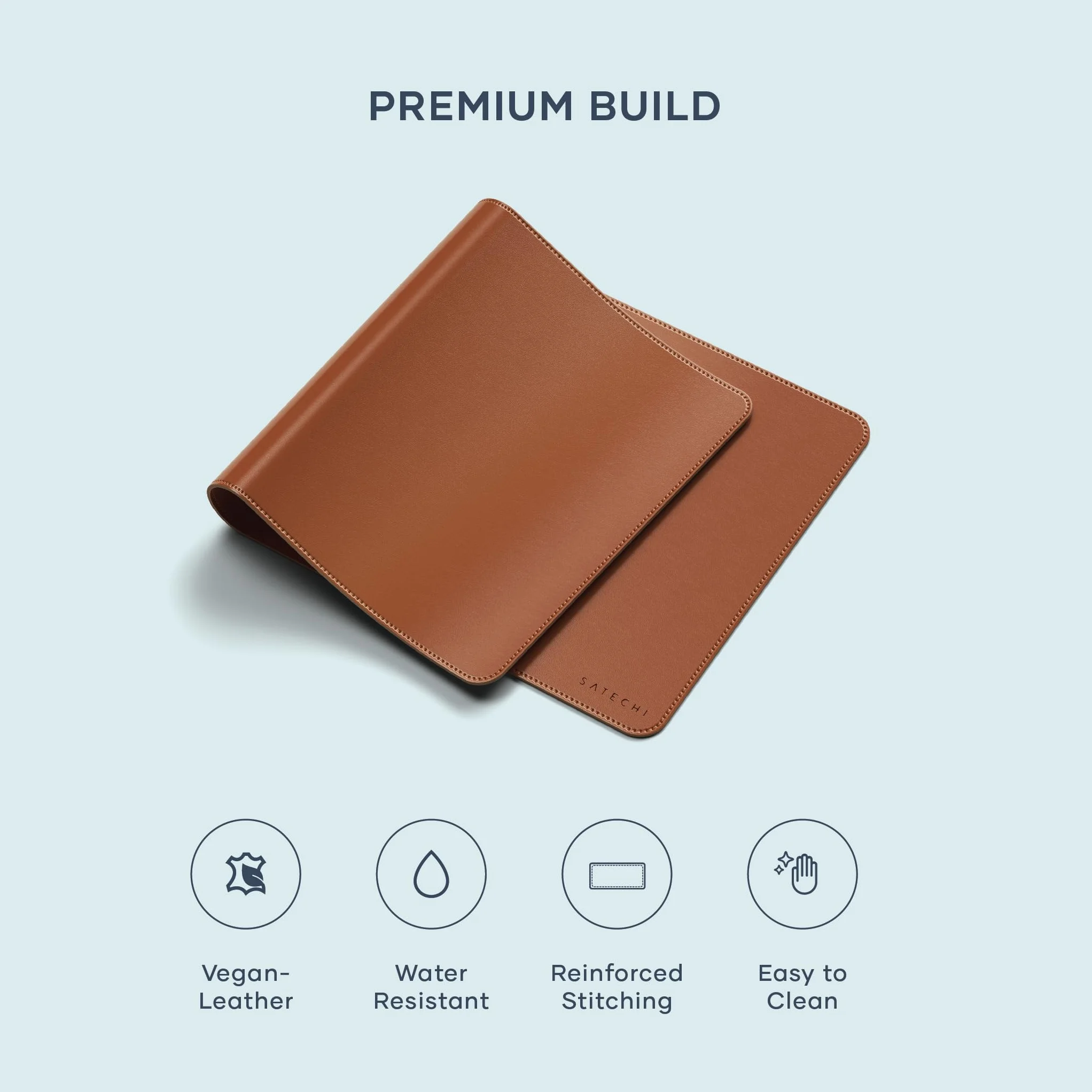 SATECHI Podkładka Pod Mysz Xxl 68 X 32 cm, Duża I Elegancka Podkładka na Biurko Do Biura, Gier I Domu, Odporna na Zarysowania, Materiał Premium – Brązowa