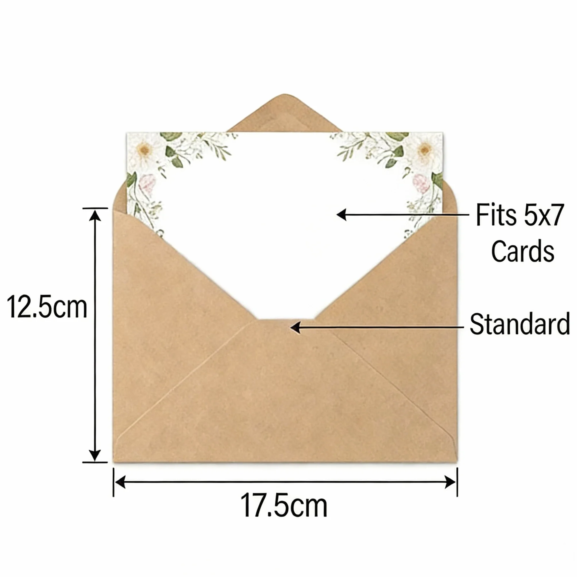 50 sztuk kopert B6 z papieru typu kraft, brązowe, 12,5 x 17,5 cm, koperty w stylu vintage, z klejeniem na mokro, na zaproszenia ślubne, kartki urodzinowe i Boże Narodzenie, nieprzezroczysta koperta