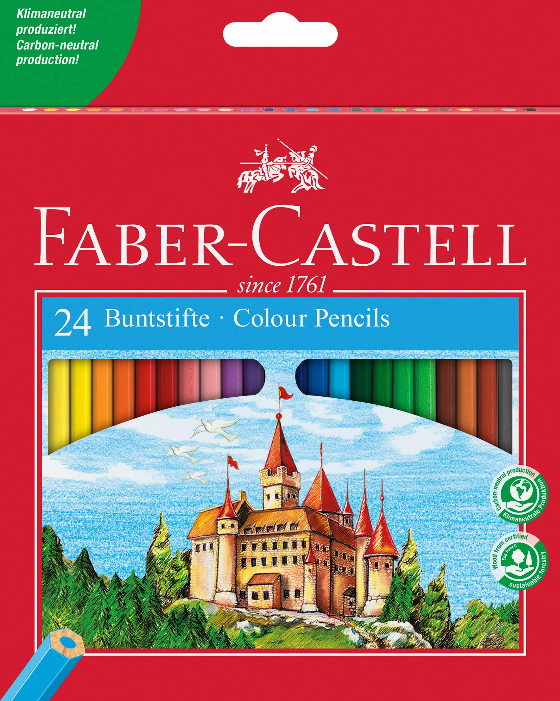 FABER-CASTELL 120124 – zestaw kredek Castle, 24 sztuki, sześciokątne, odporne na złamania, dla dzieci i dorosłych