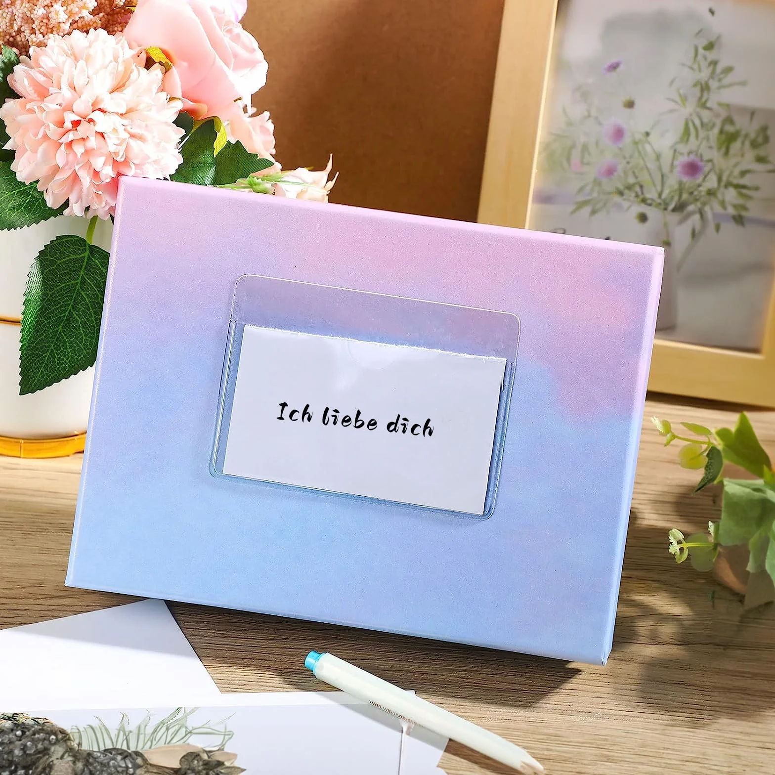 ACONDE 50 sztuk samoprzylepnych torebek na wizytówki, przezroczyste uchwyty na etykiety, z otworem u góry, do biura, szkoły, domu, 11 × 8 cm