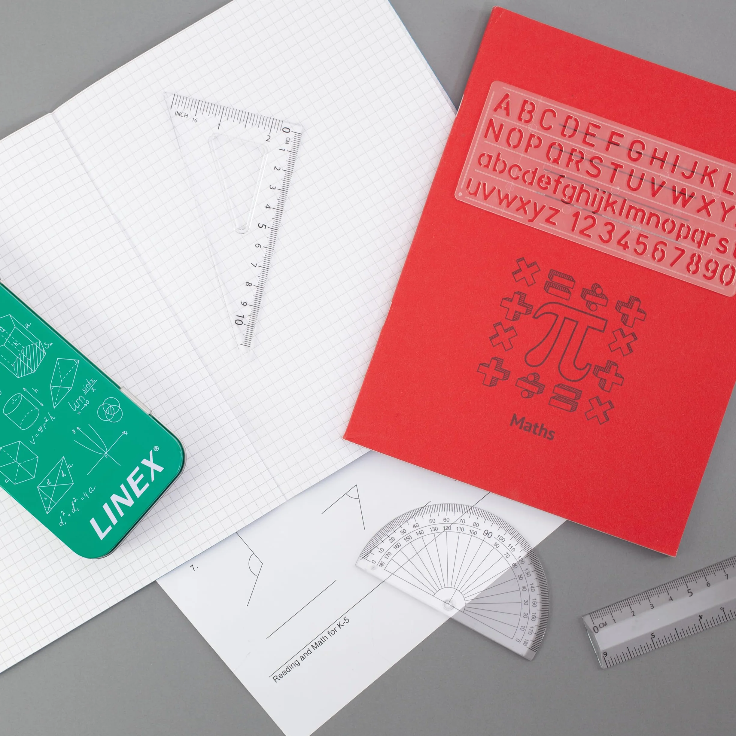 Linex Zestaw do matematyki dla studentów, zestaw geometryczny w puszce, 10 sztuk, kompas, kątomierz