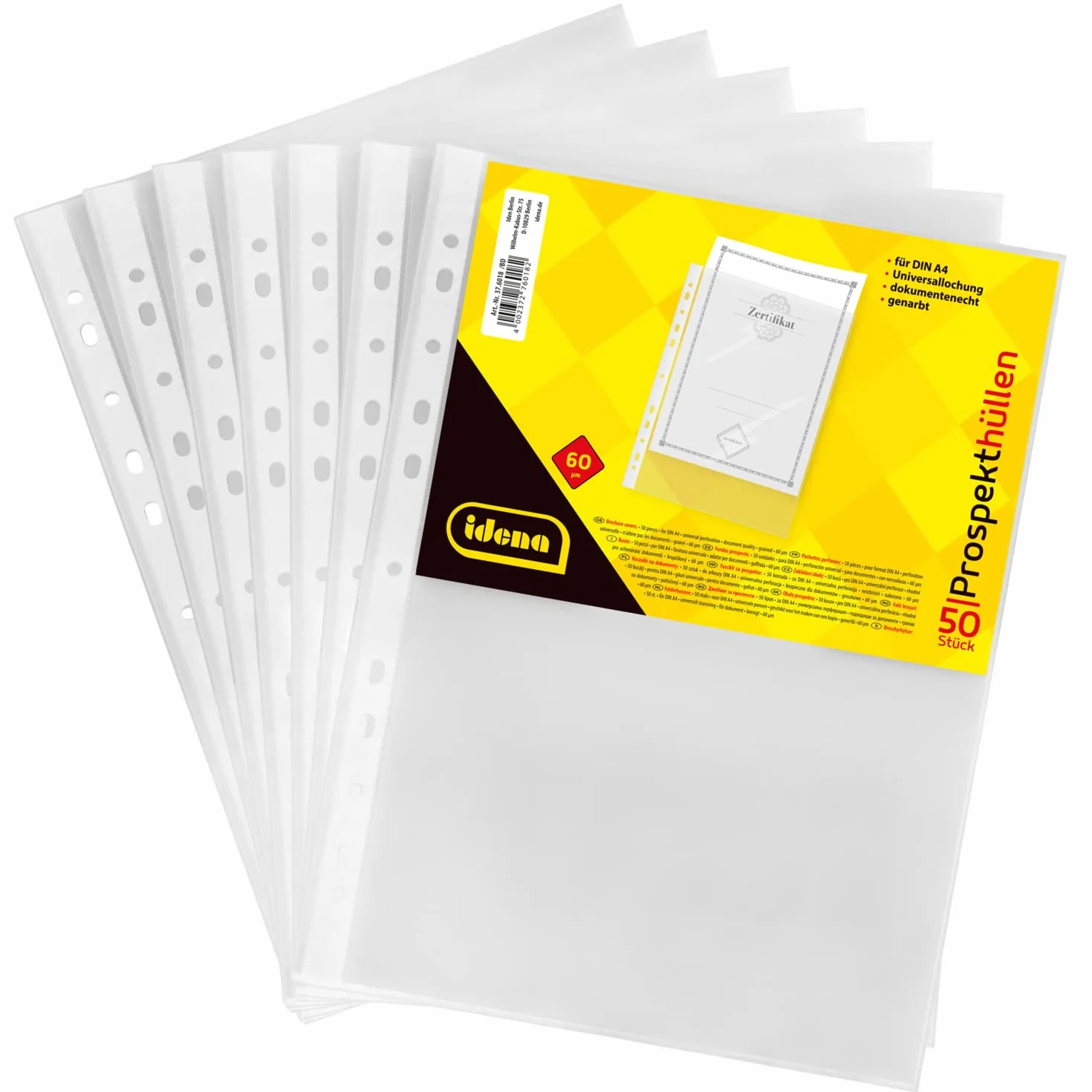 Idena 376018 - Okładka na foldery w formacie DIN A4, ziarnista, 60µ, 50 szt.