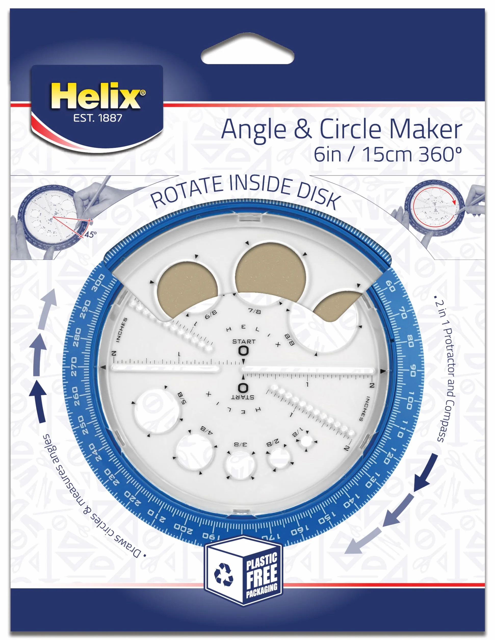 Helix 36002 Kątomierz Przezroczysty 54,84 x 1,61 x 43,55 cm