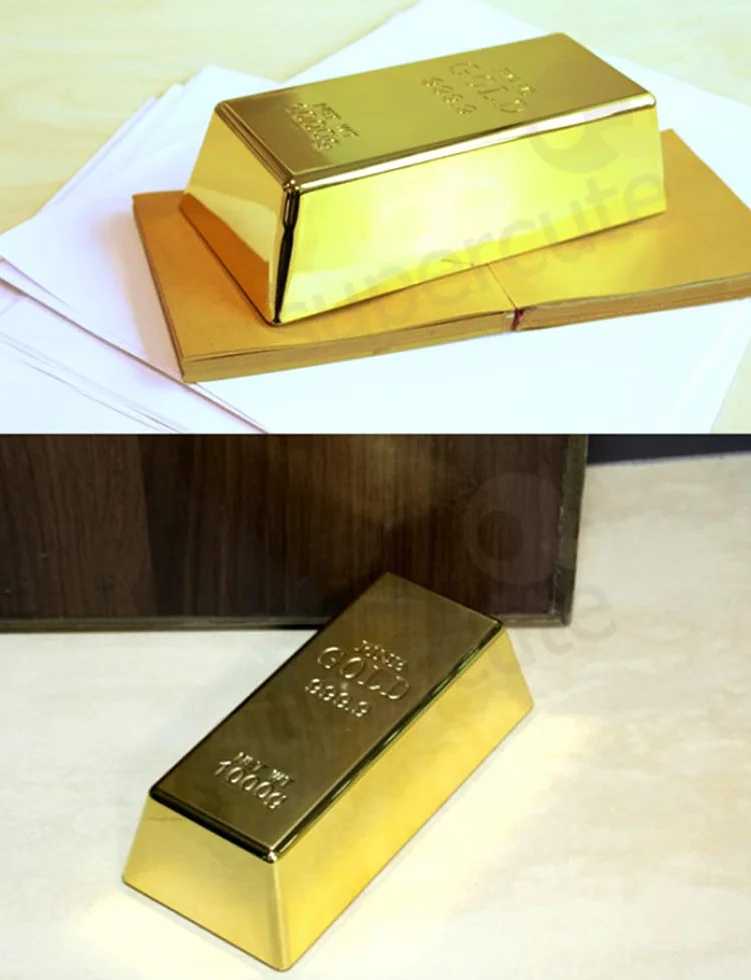 1 kg błyszczący sztuczny złoty sztabka cegła ogranicznik do drzwi/przycisk do papieru CAS