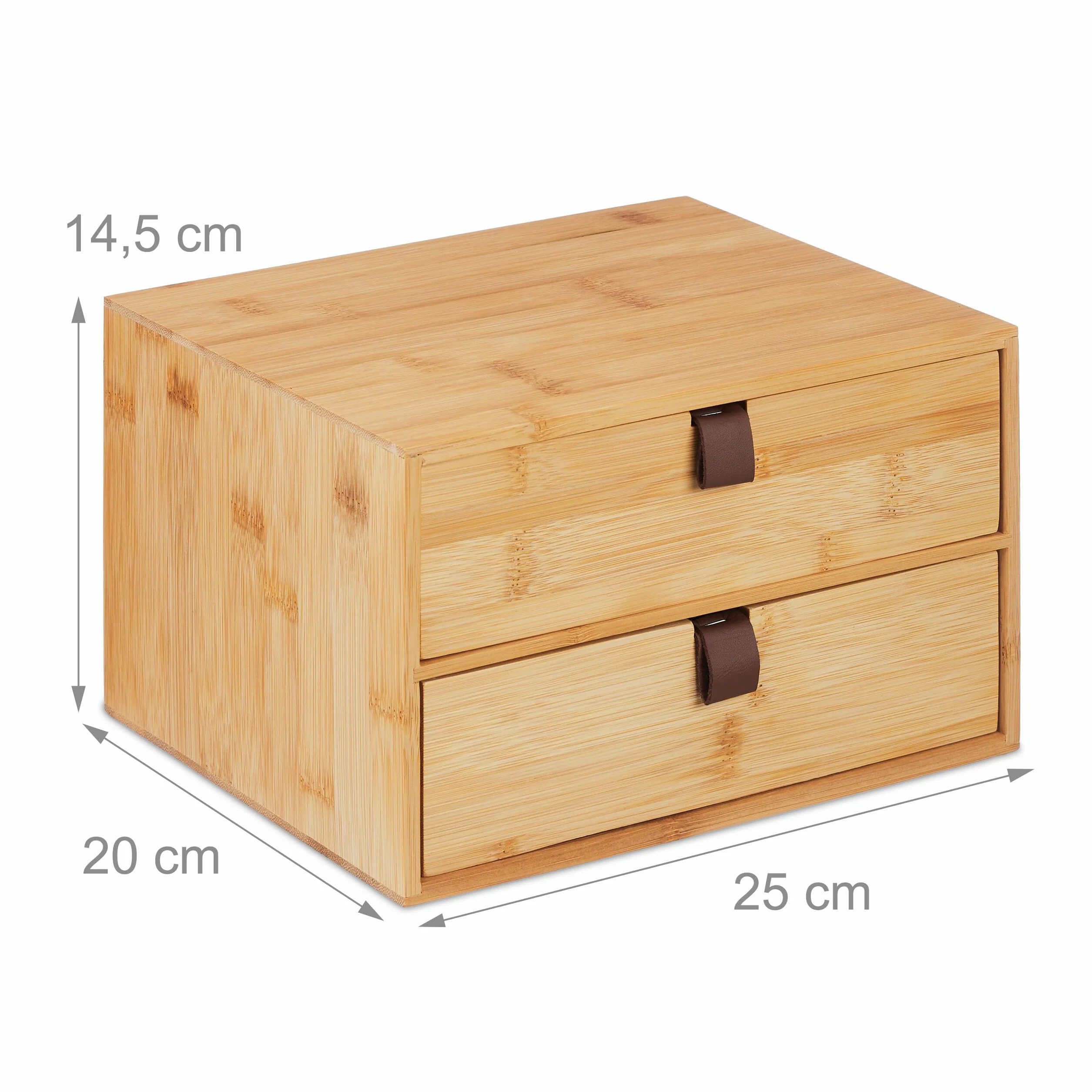 Relaxdays Organizer na biurko 2 szuflady bambus 14,5 x 25 x 20 cm naturalny