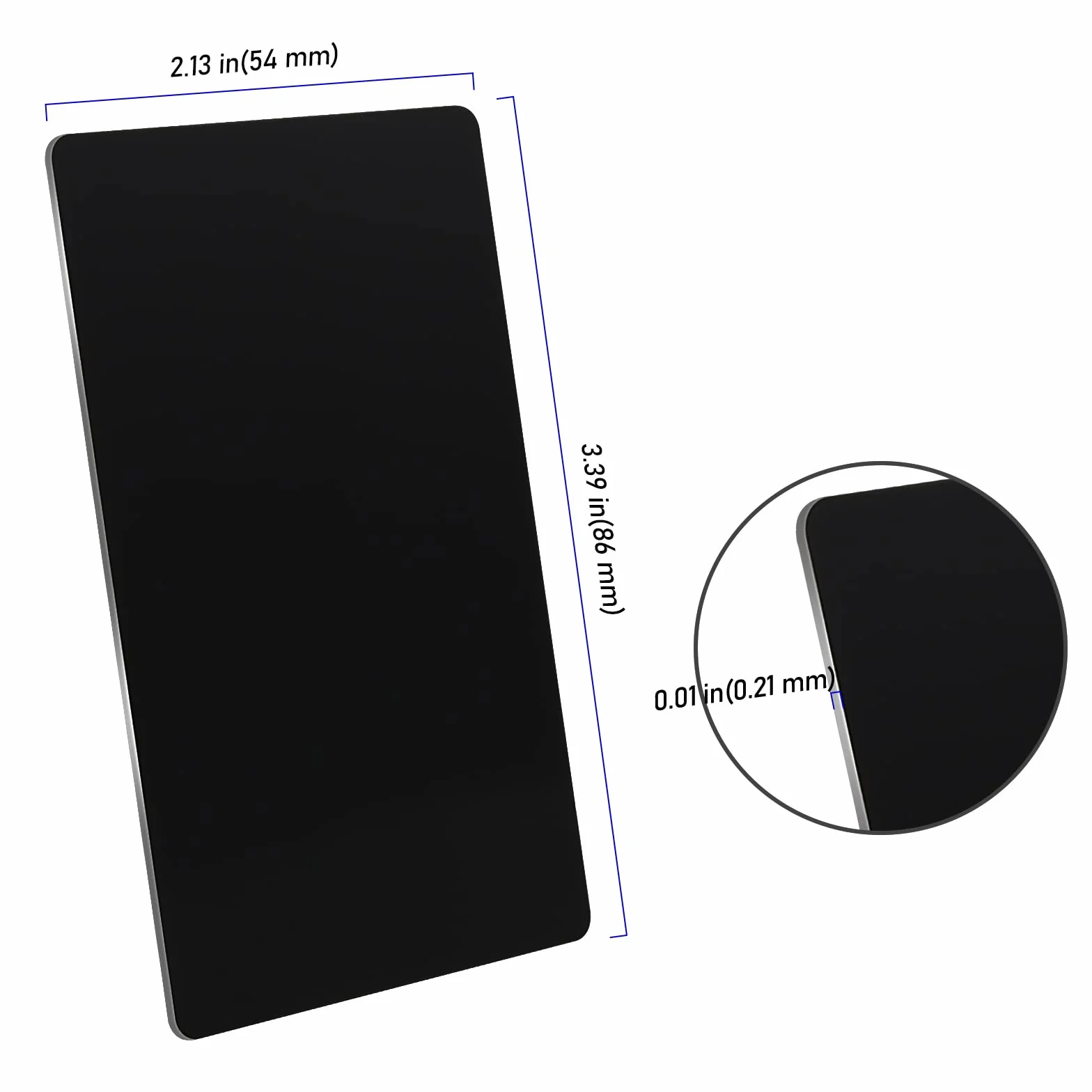 Metalowe wizytówki czarne 86x54x0,21 mm aluminiowe puste grawerowane laserowo