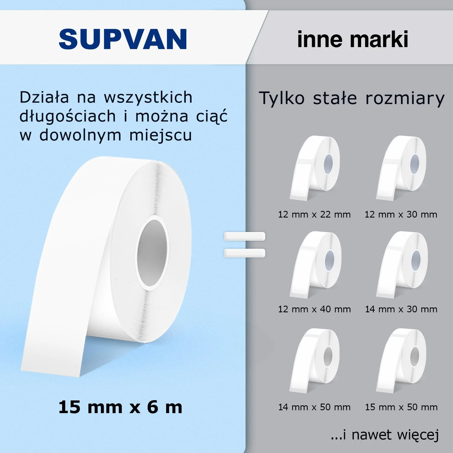 SUPVAN E10 Drukarka Etykiet Bluetooth, Termiczna i Bez Tuszu, z Wodoodpornymi Etykietami Samoprzylepnymi, Aplikacja Mobilna (40+ Czcionek, 150+ Szablonów, 700+ Ikon), Do Domu i Biura, Czarna
